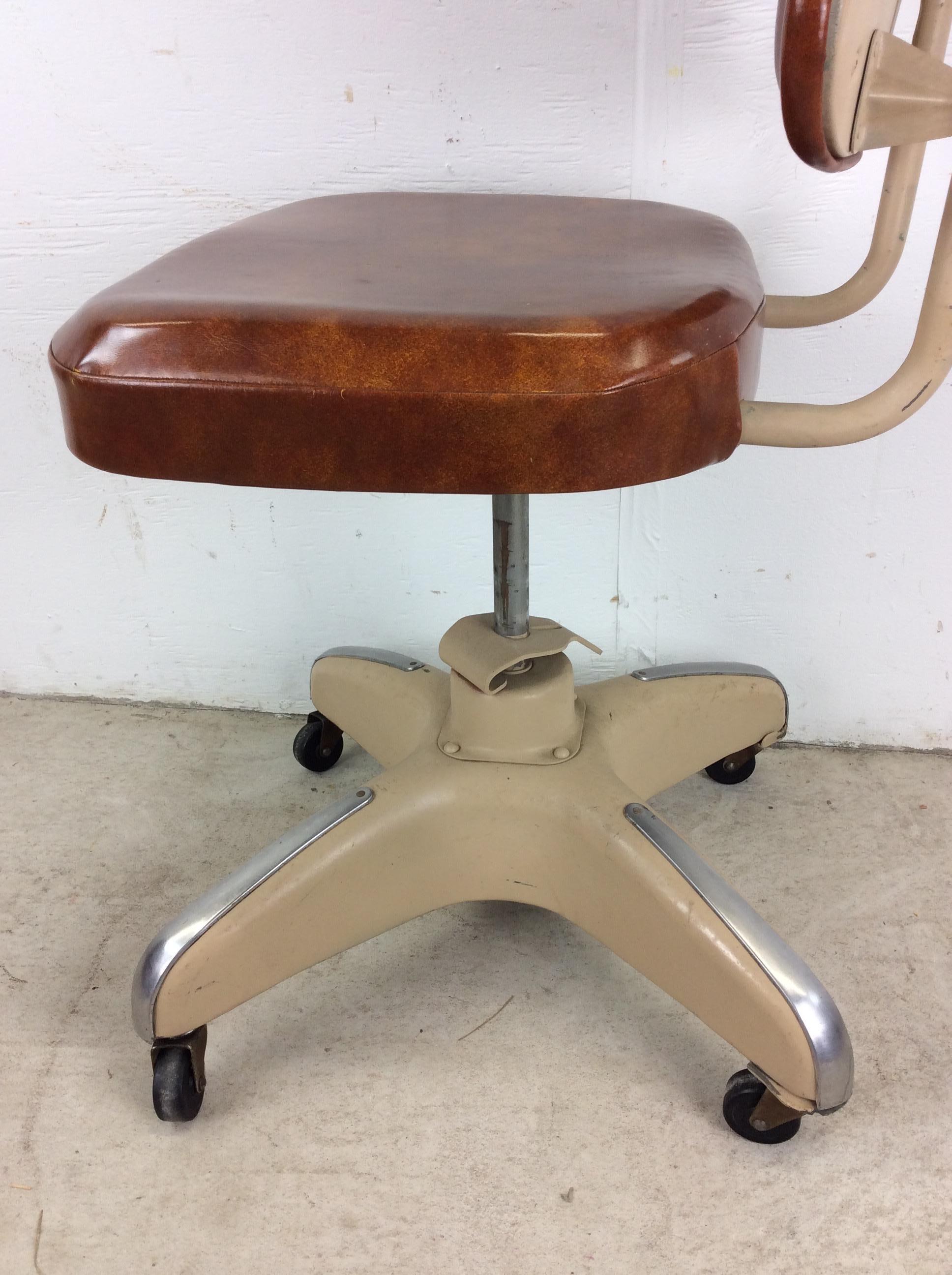 Mid Century Industrial Office Chair with Swivel Base & Wheels For Sale 5