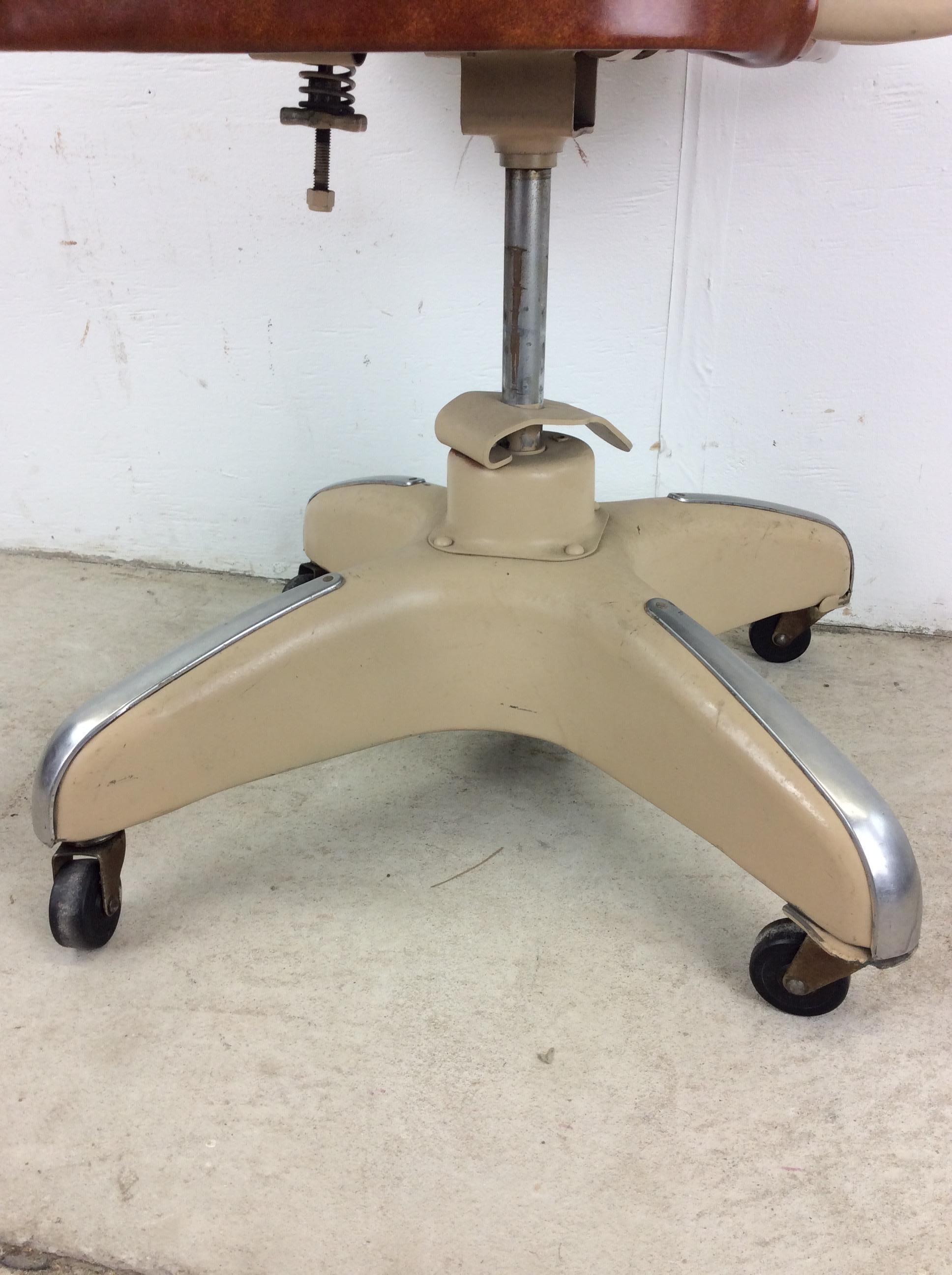 Mid Century Industrial Office Chair with Swivel Base & Wheels For Sale 6