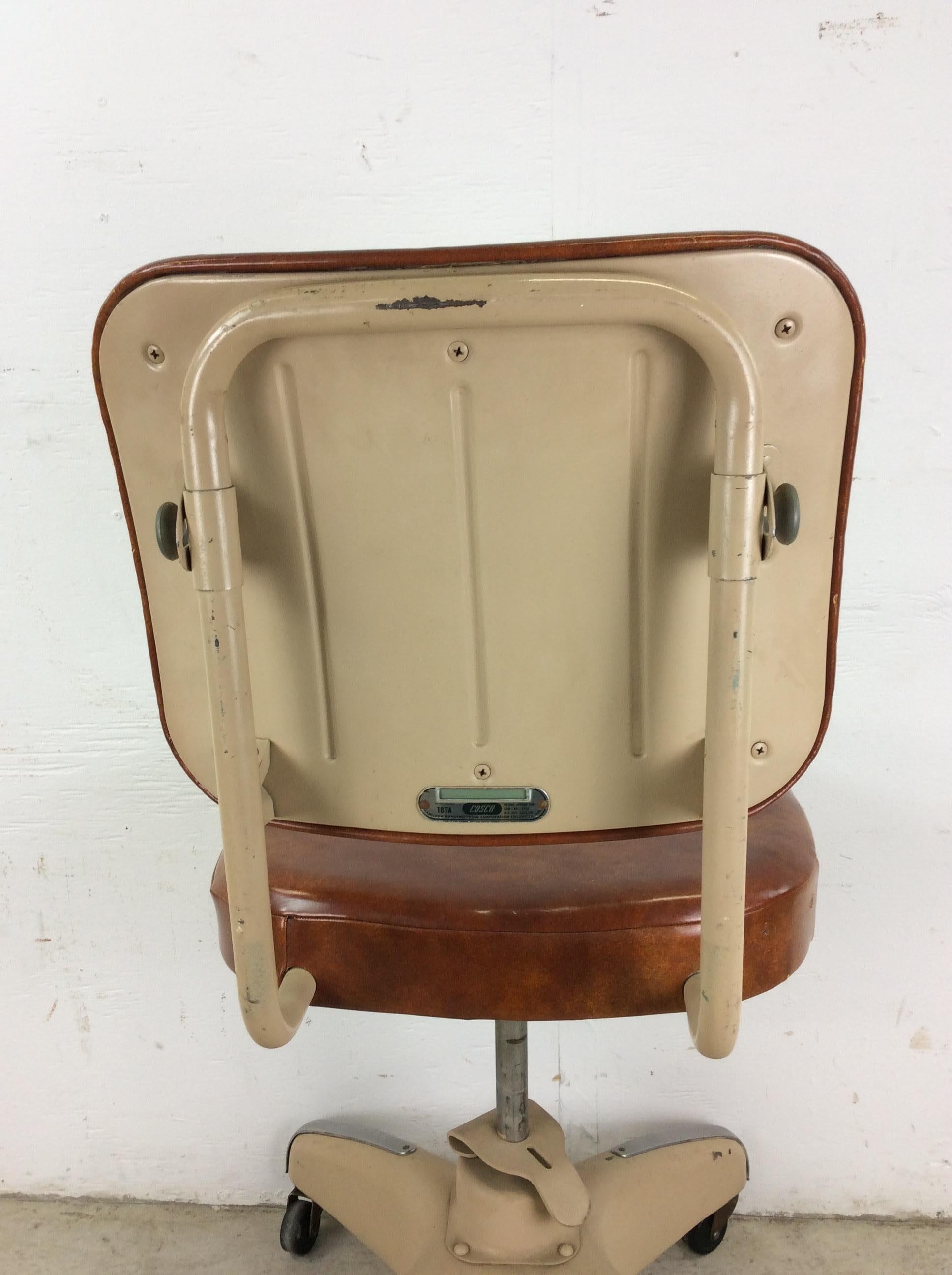 Mid Century Industrial Office Chair with Swivel Base & Wheels For Sale 8