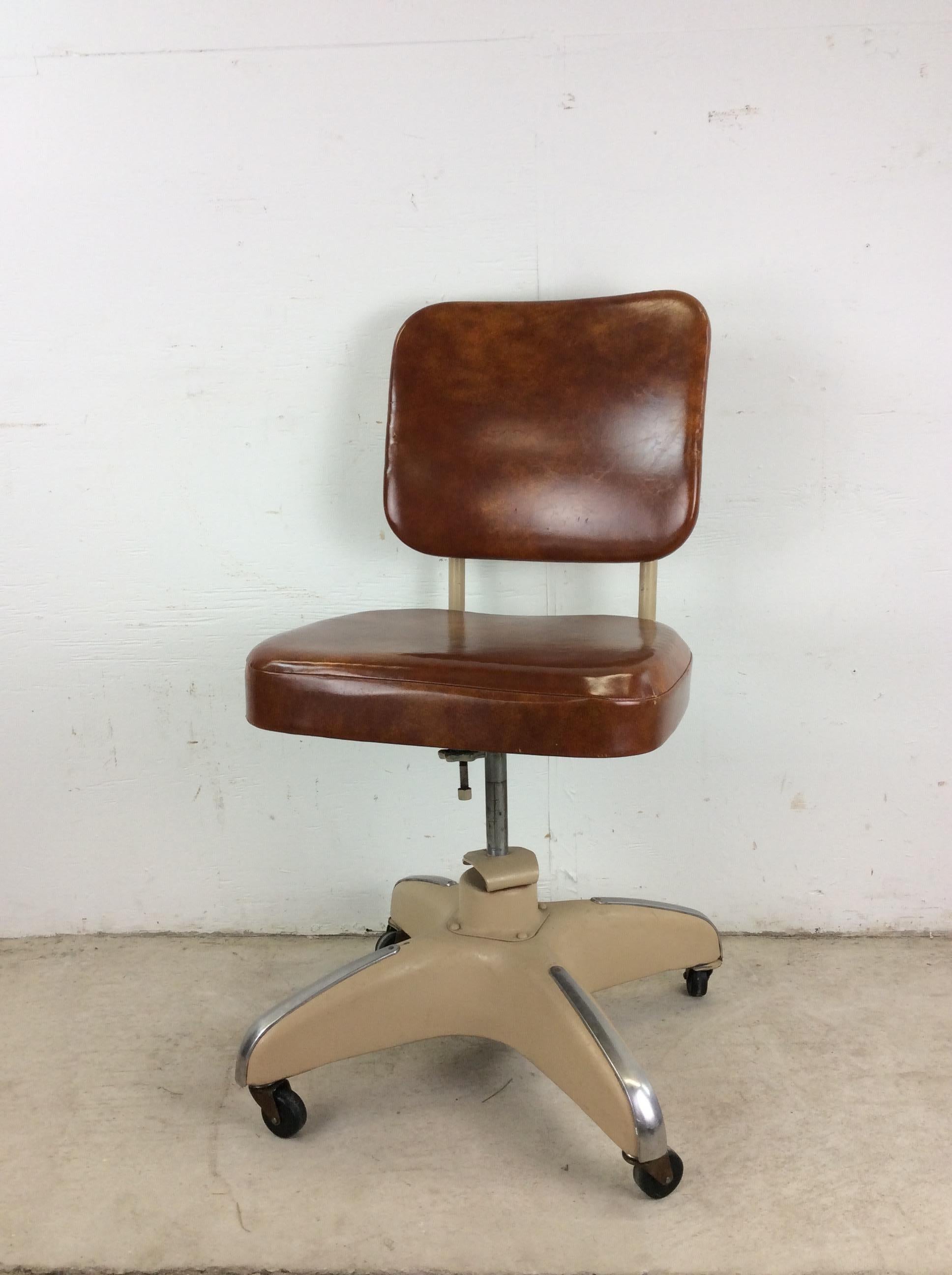 Mid-Century Modern Mid Century Industrial Office Chair with Swivel Base & Wheels For Sale