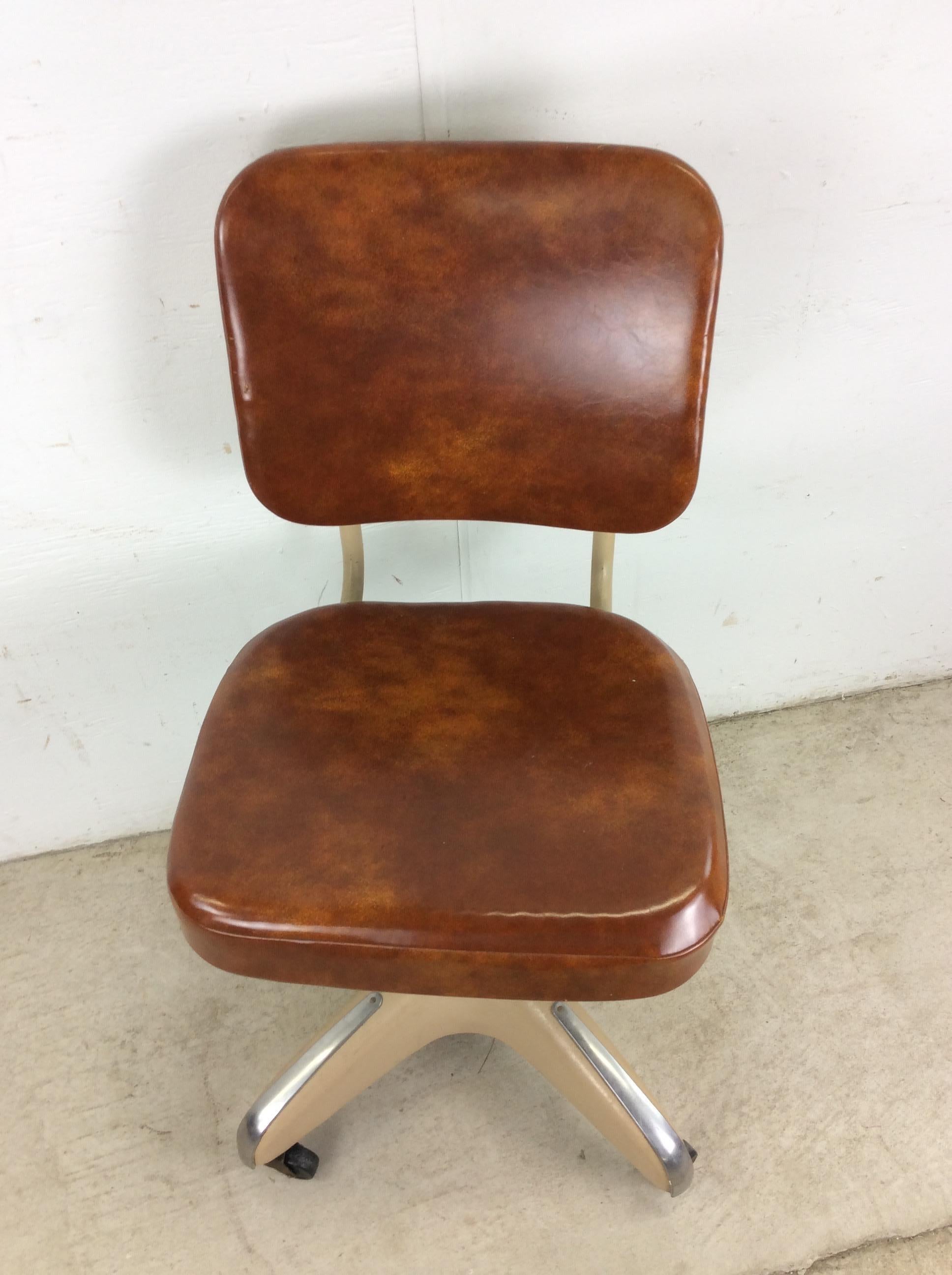 American Mid Century Industrial Office Chair with Swivel Base & Wheels For Sale