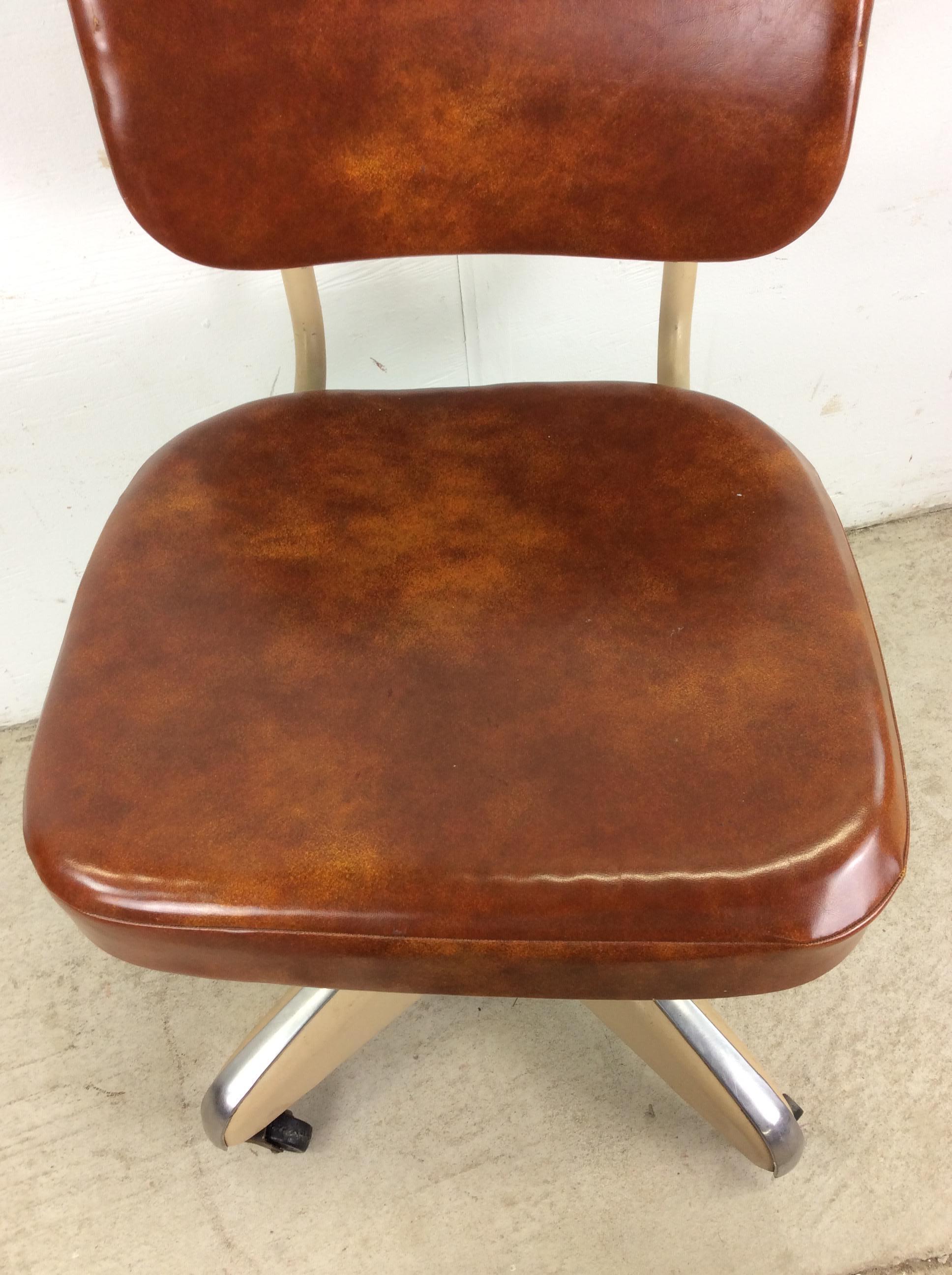 20th Century Mid Century Industrial Office Chair with Swivel Base & Wheels For Sale