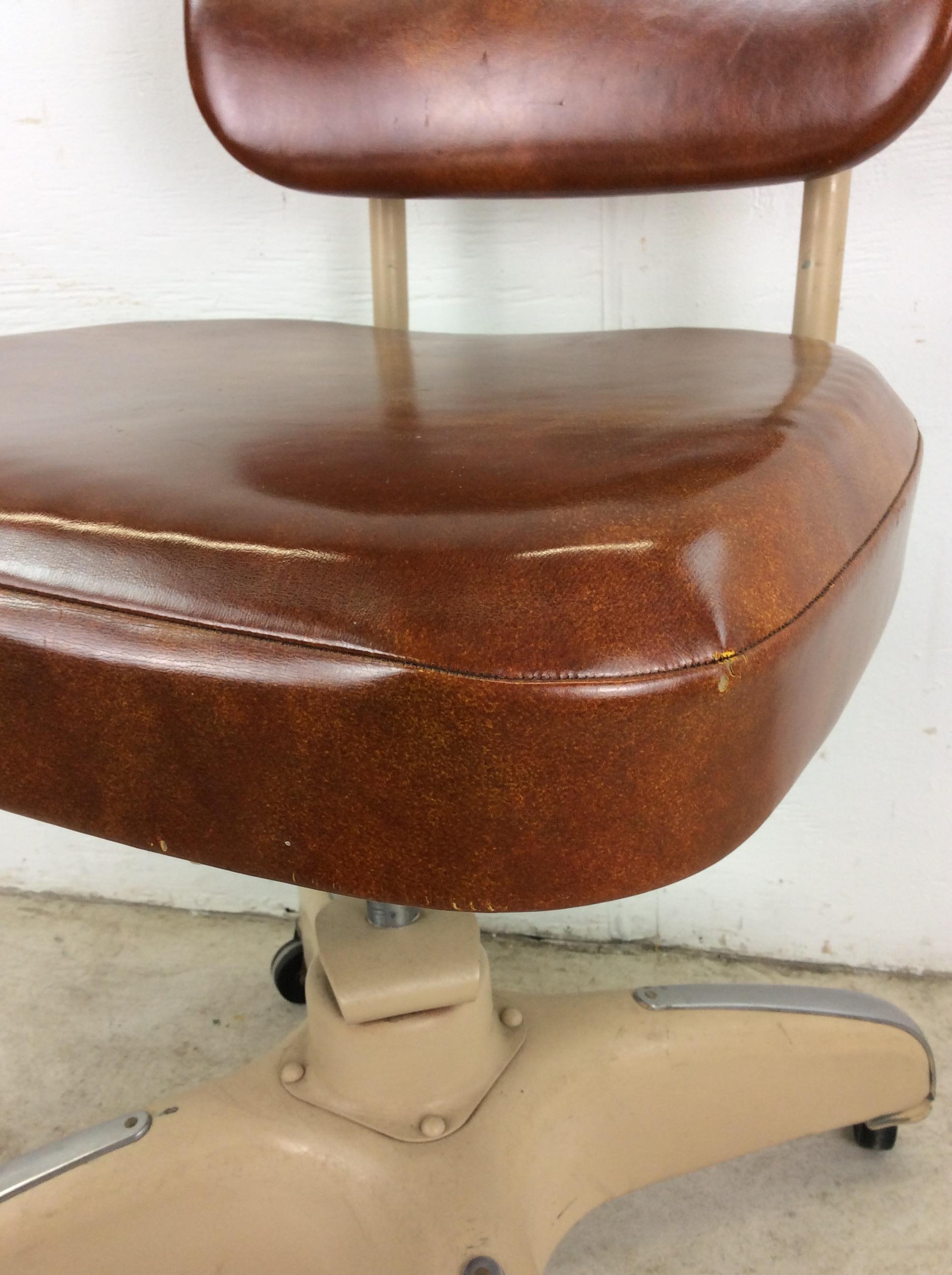 Mid Century Industrial Office Chair with Swivel Base & Wheels For Sale 2