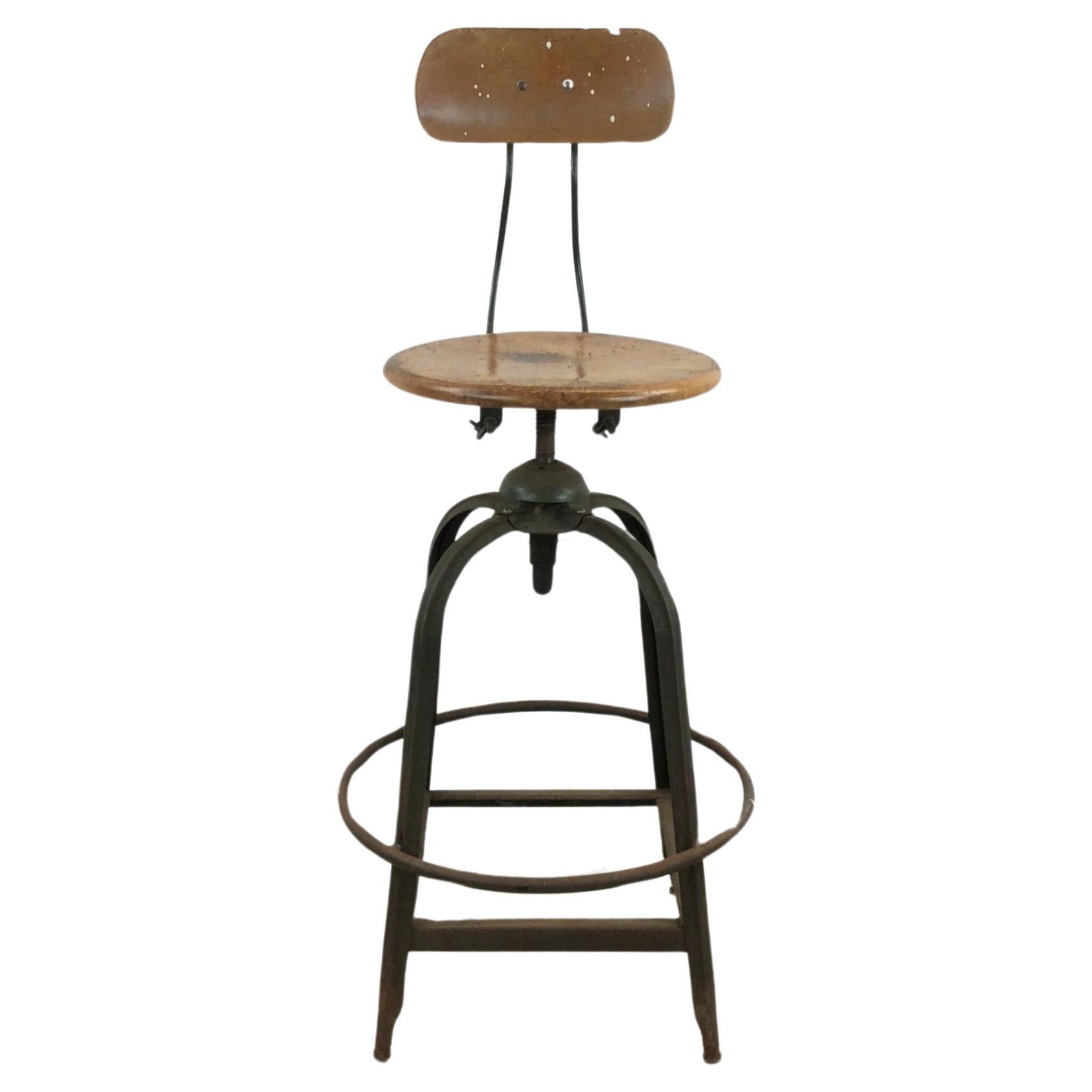 Mid Century Industrial Stool with Swivel Seat