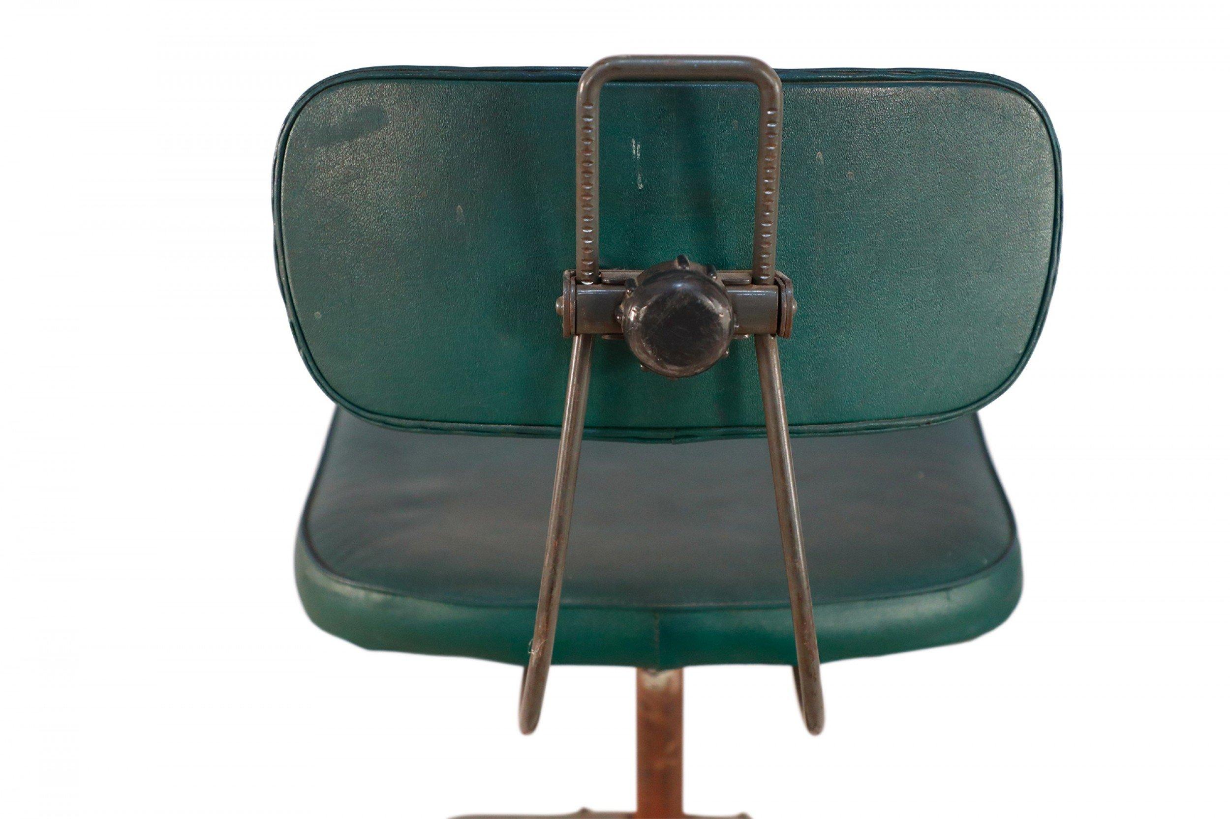 Mid-Century Industrial Style Green Vinyl and Steel Toledo Stool In Good Condition For Sale In New York, NY