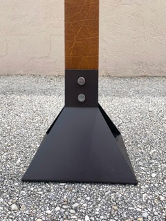 Mid-Century Industrial Style Leather and Steel Floor Lamp