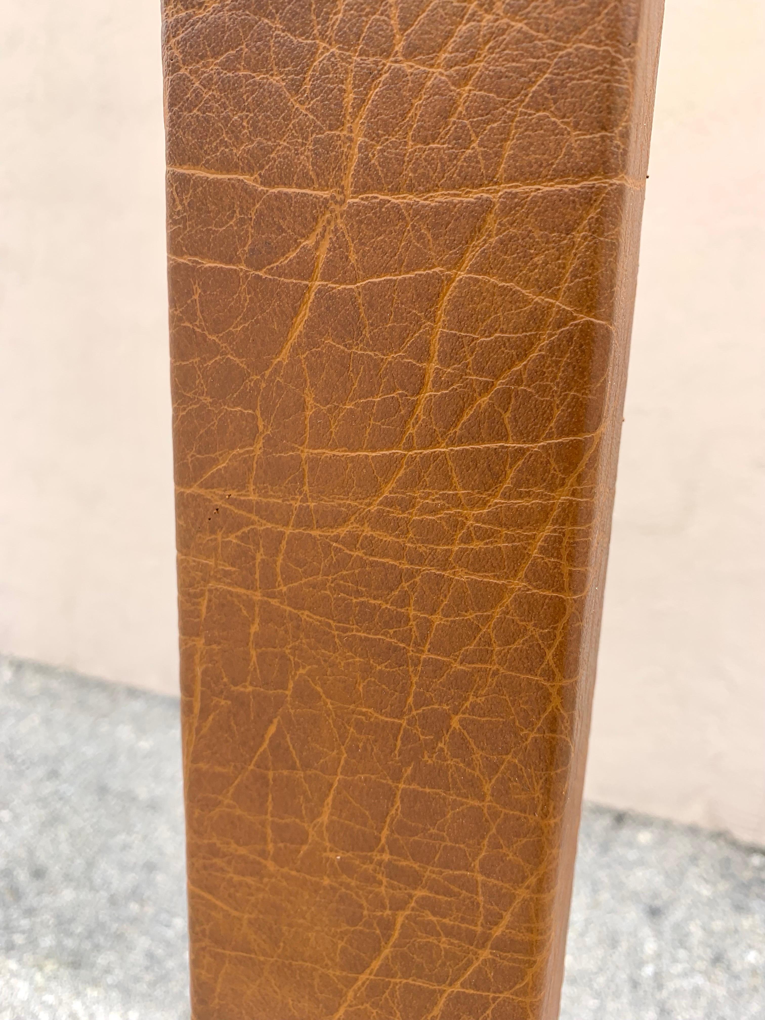 Unknown Mid-Century Industrial Style Leather and Steel Floor Lamp For Sale