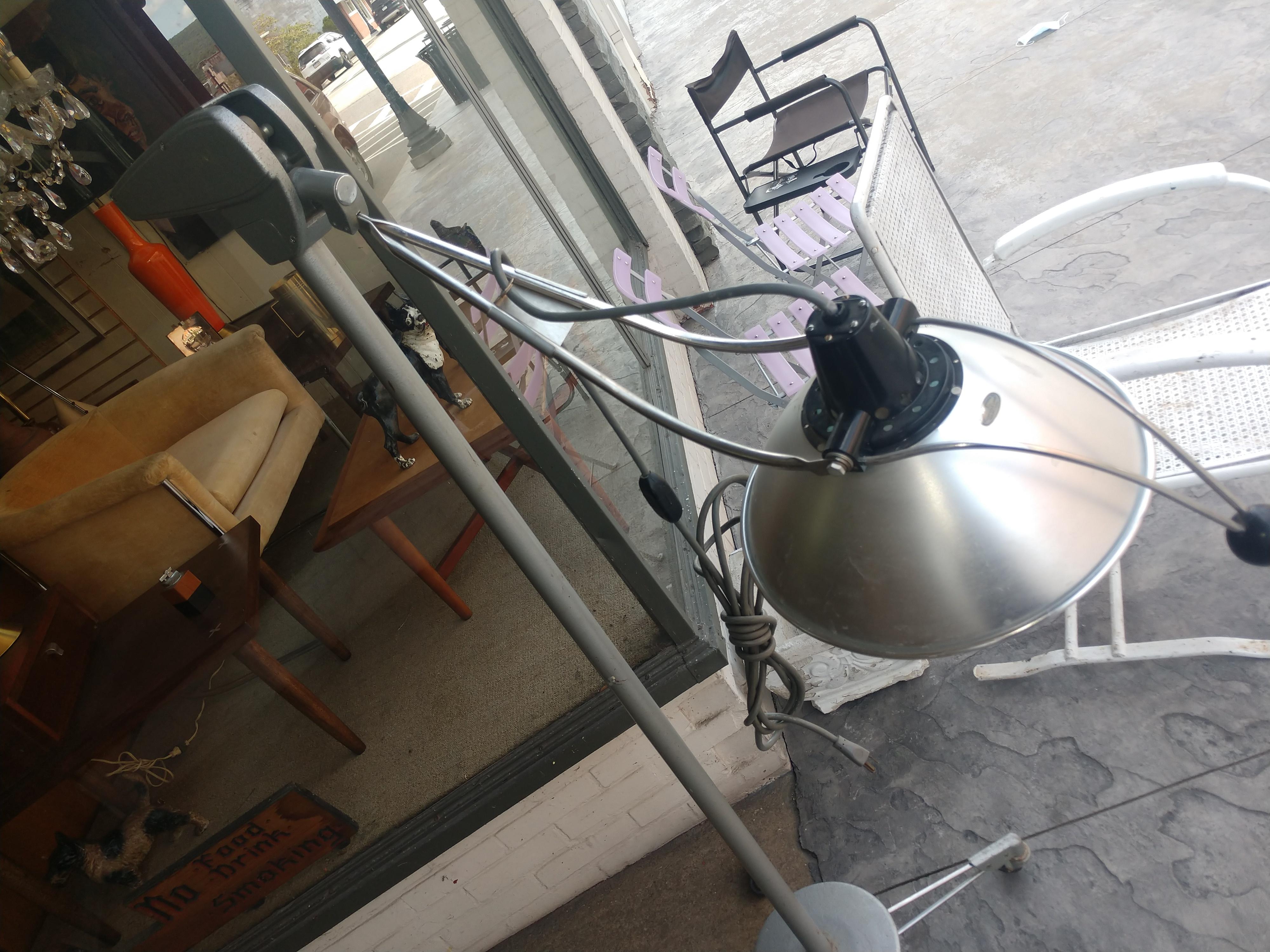 Mid Century Industrial Surgical Floor Lamp C 1960 In Good Condition For Sale In Port Jervis, NY