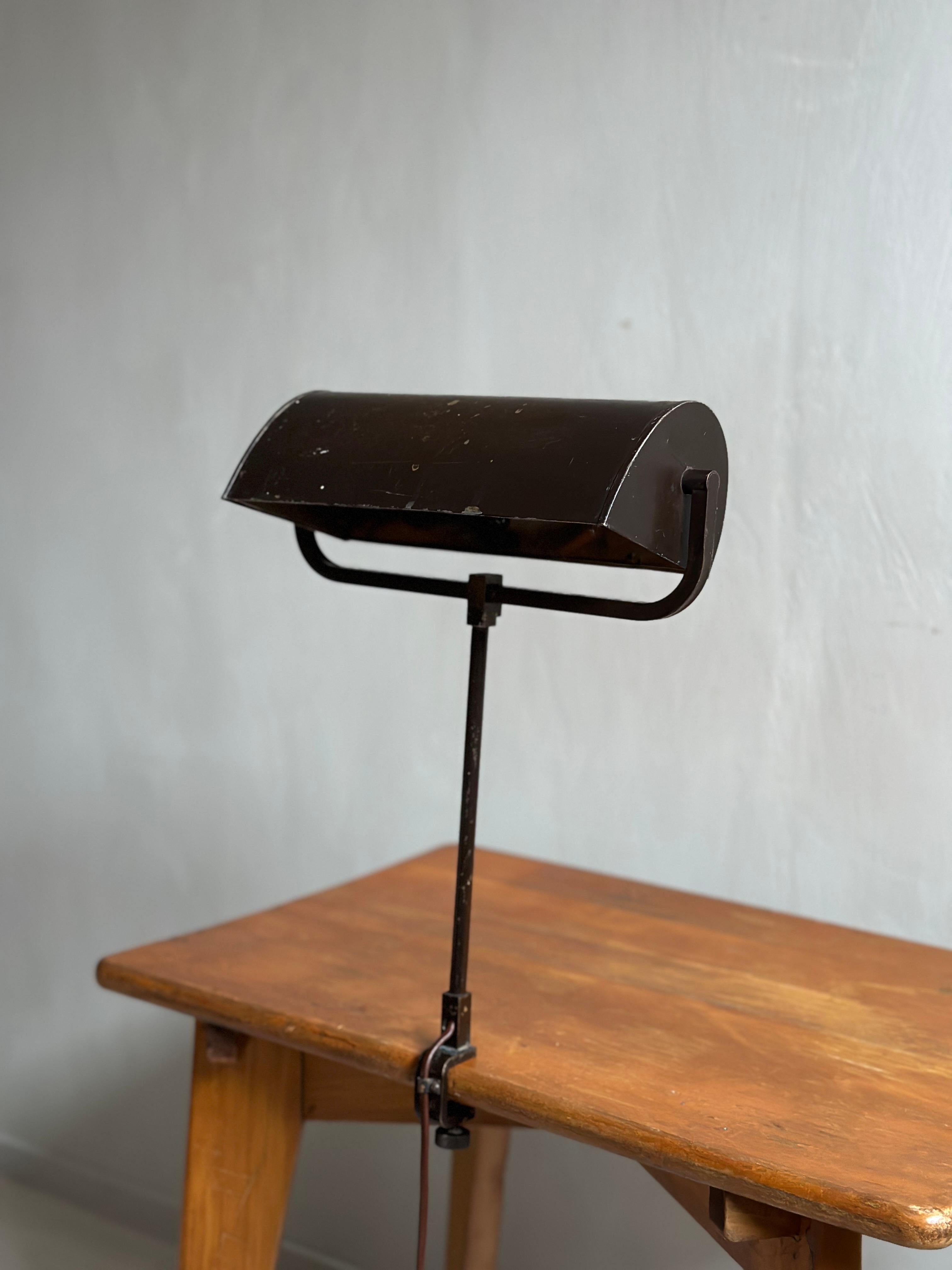 Metal Midcentury Industrial Table Lamp, Scandinavia, circa 1930-1940s For Sale