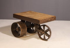 Mid century industrial table on wheels, 1950´s, Czechoslovakia