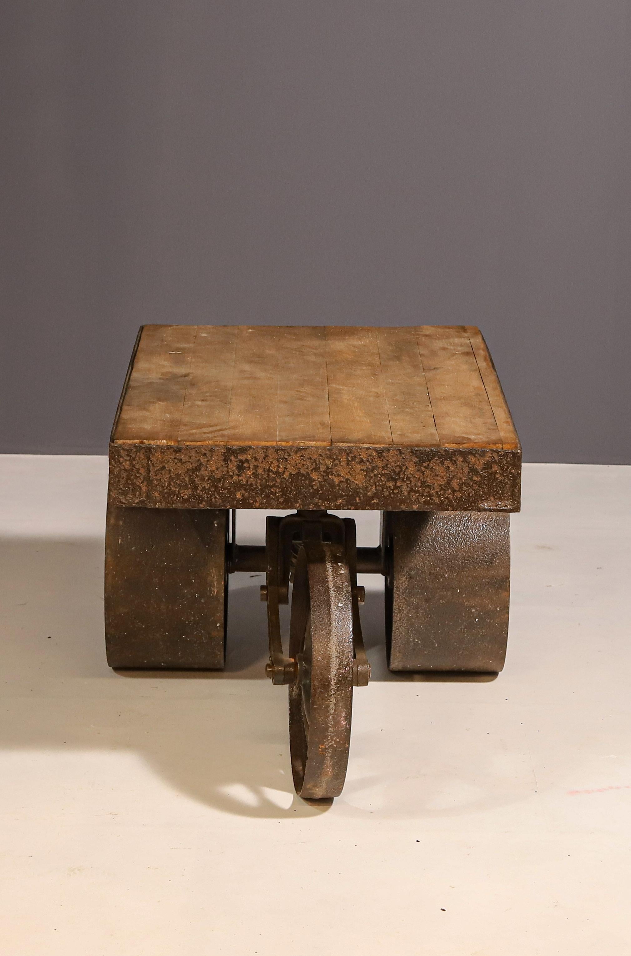 Industrial Mid century industrial table on wheels, 1950´s, Czechoslovakia For Sale