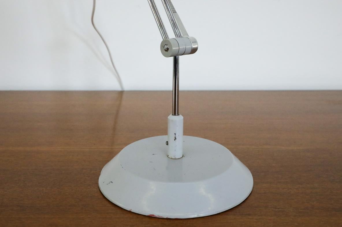 Mid-Century Satin Gray Industrial Task Lamp with Chrome Stem by Napako For Sale 6