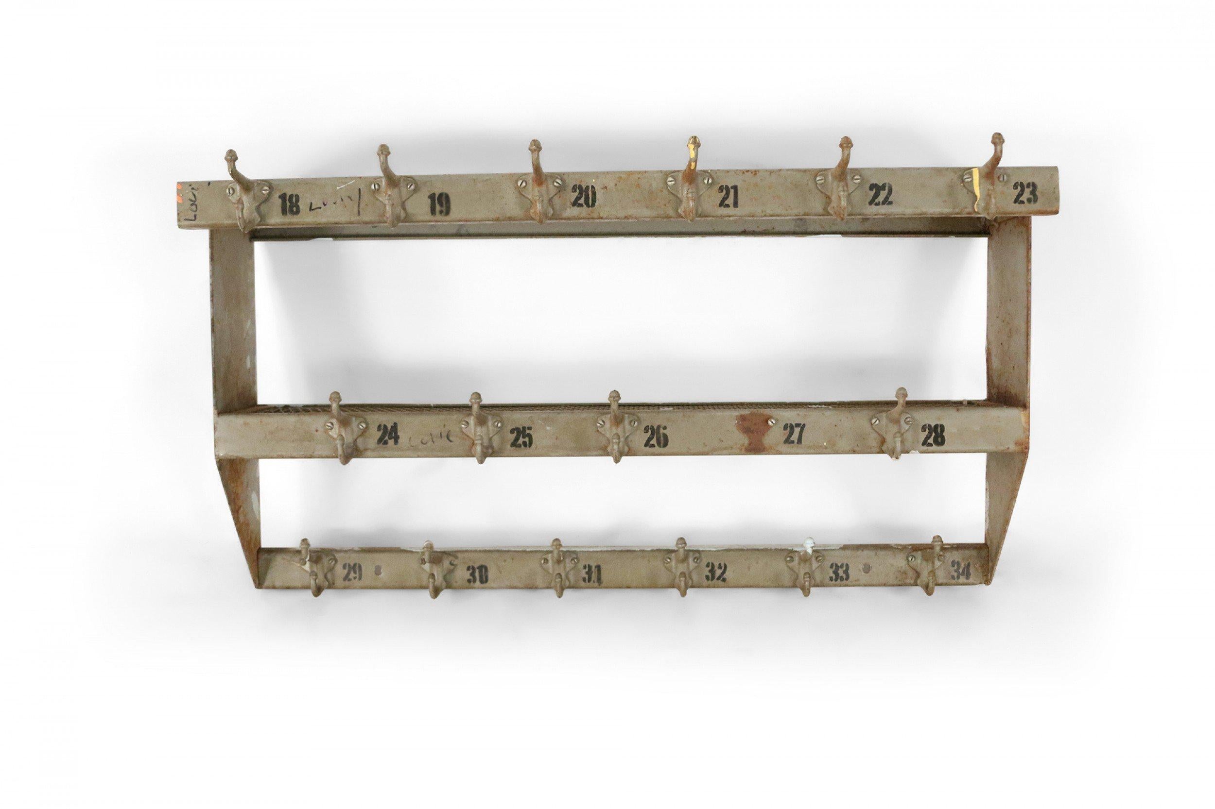 Mid-Century Industrial Unfinished Metal and Mesh Multi-Hook Wall Rack For Sale 1