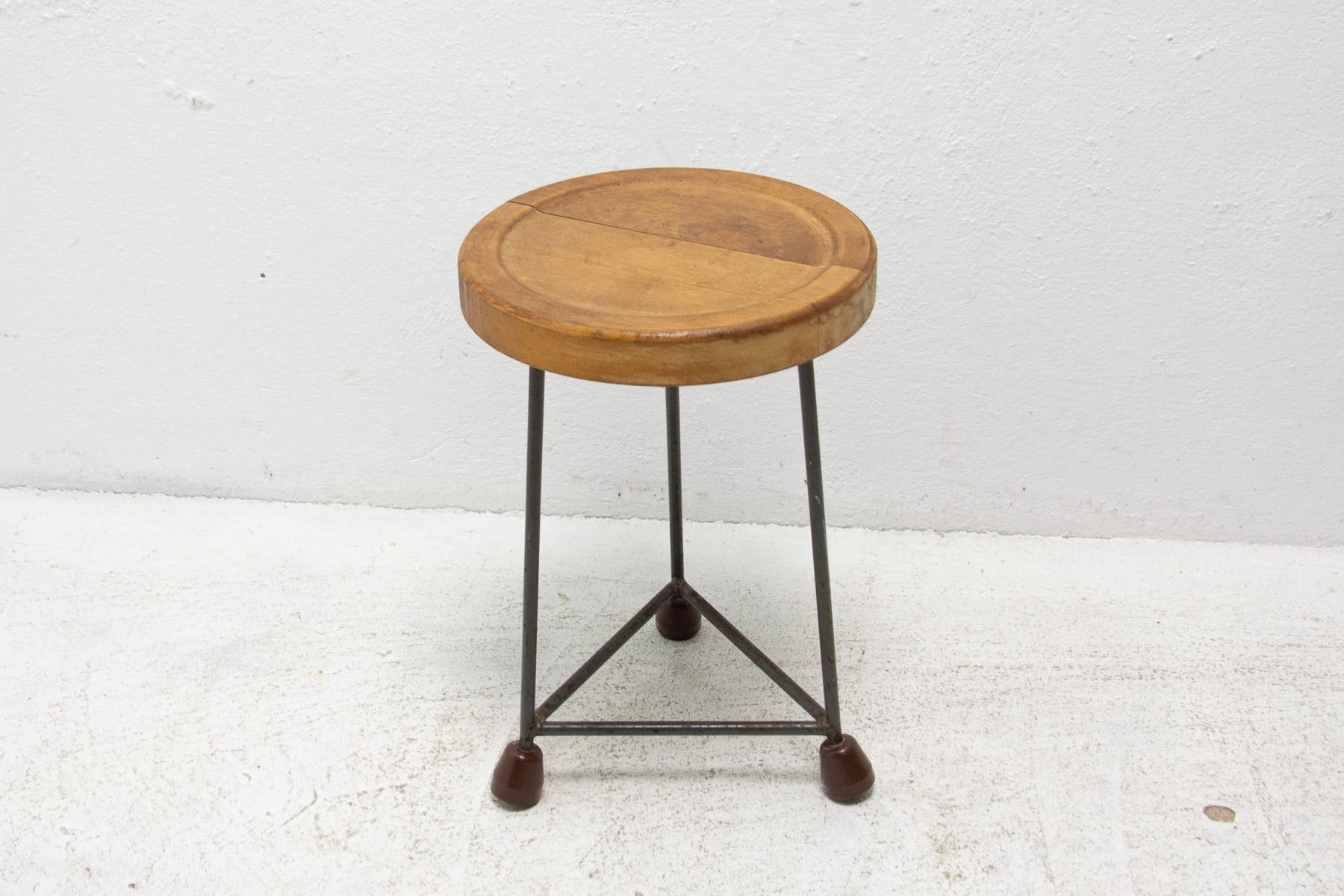 Industrial Mid Century Industry Stool, 1950's, Czechoslovakia For Sale