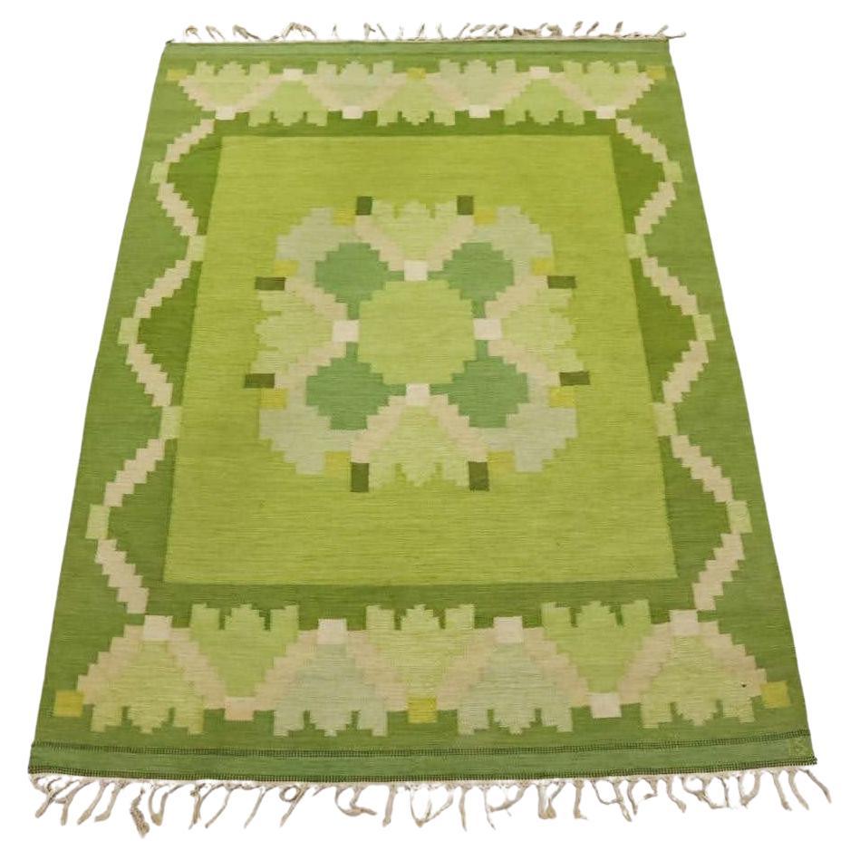 Mid Century Ingegerd Silow Flat-Weave Rölakan Rug For Sale