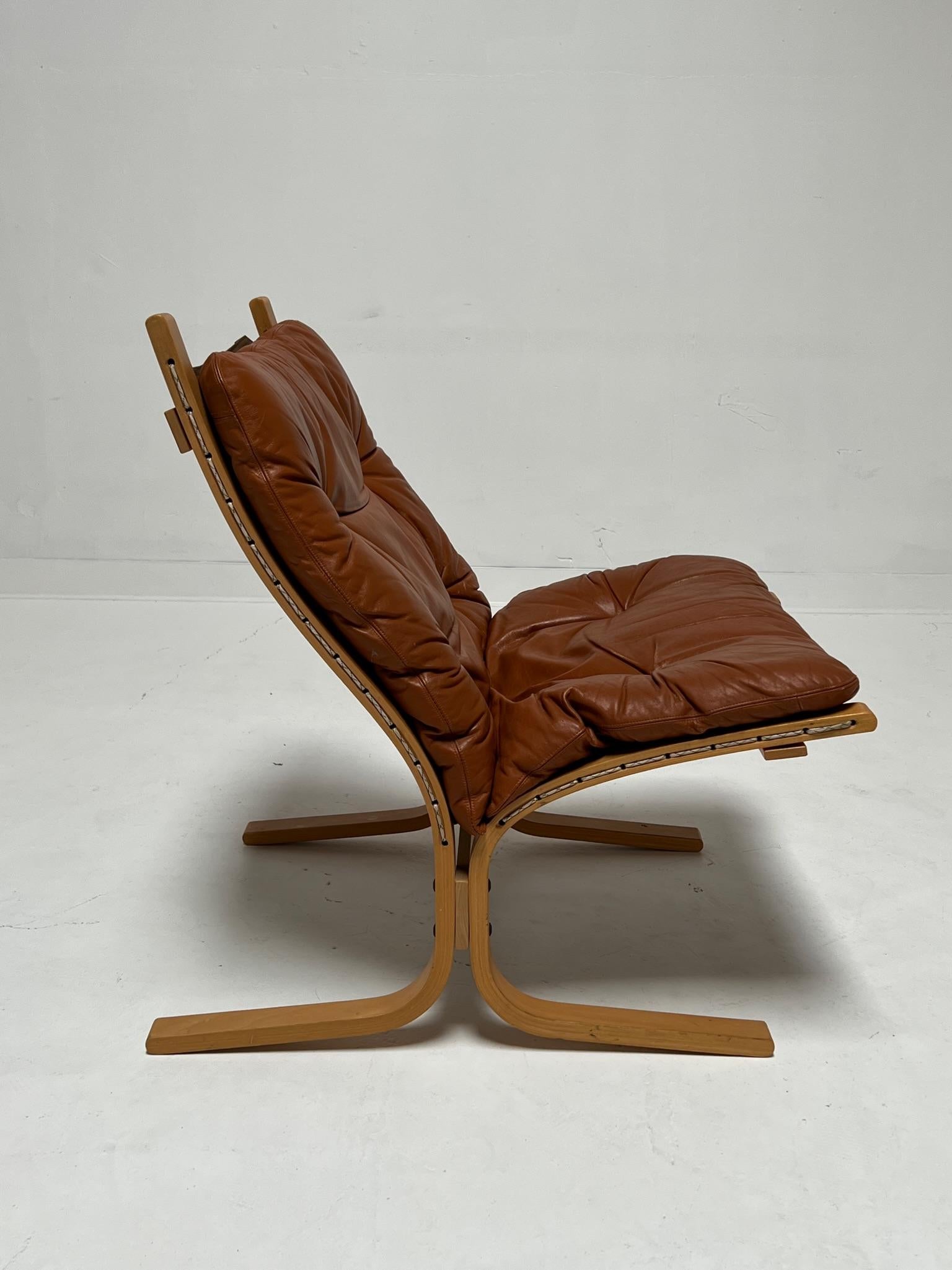 Mid Century Ingmar Relling Siesta Leather Sling Chair Leather for Westnofa 8