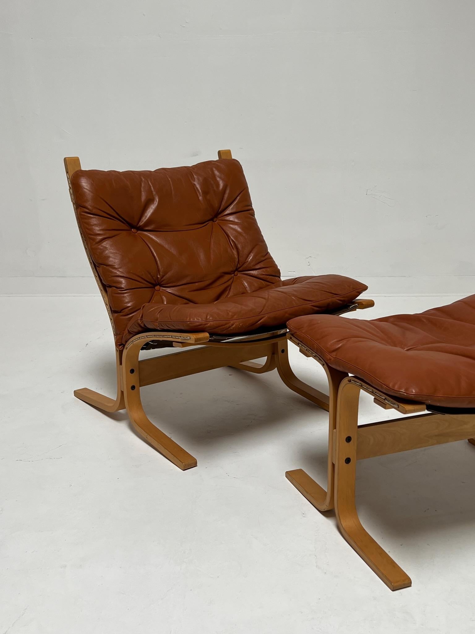 Mid-20th Century Mid Century Ingmar Relling Siesta Leather Sling Chair Leather for Westnofa
