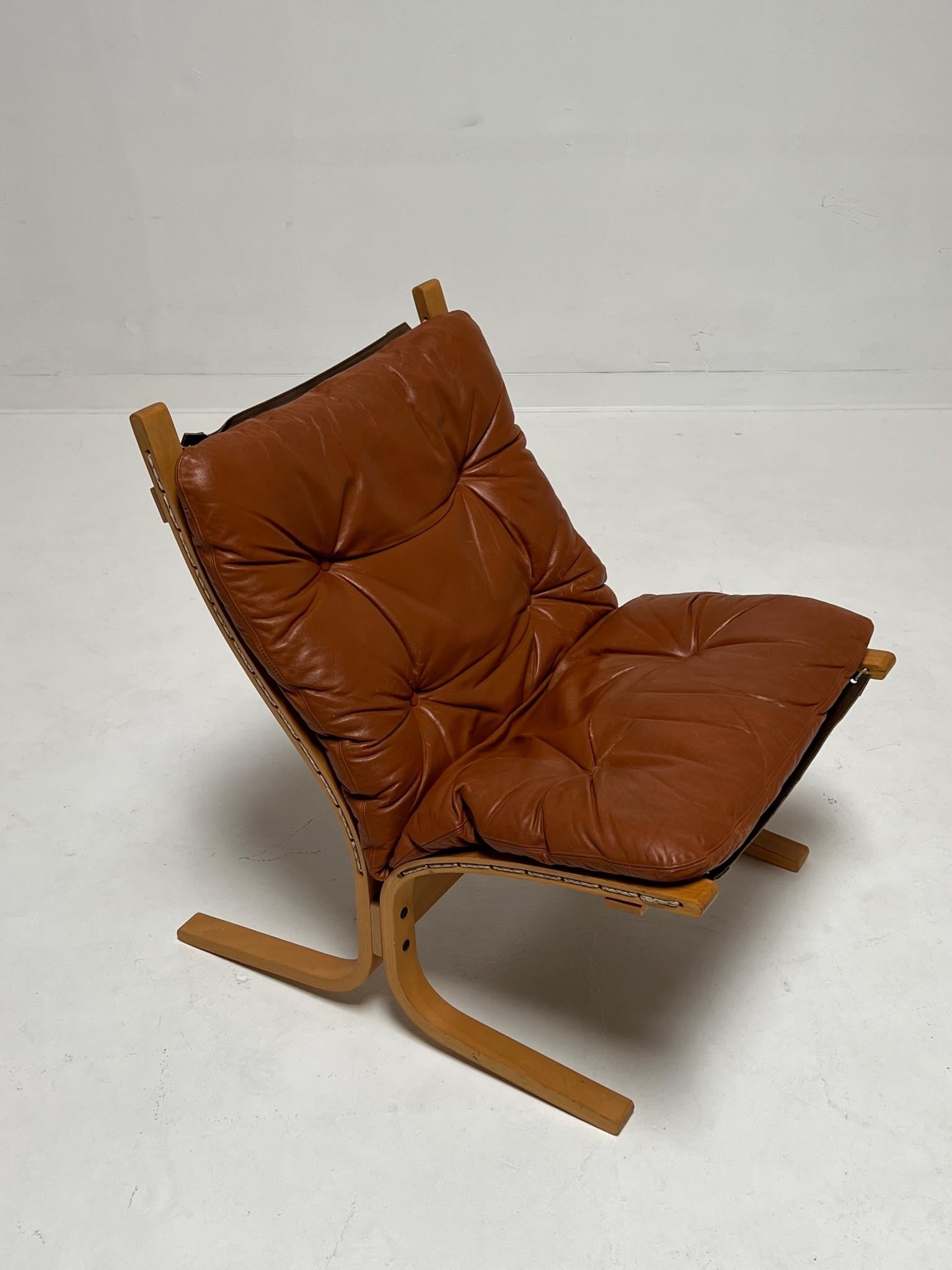 Mid Century Ingmar Relling Siesta Leather Sling Chair Leather for Westnofa 5