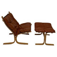 Vintage Mid Century Ingmar Relling Siesta Leather Sling Chair Leather for Westnofa