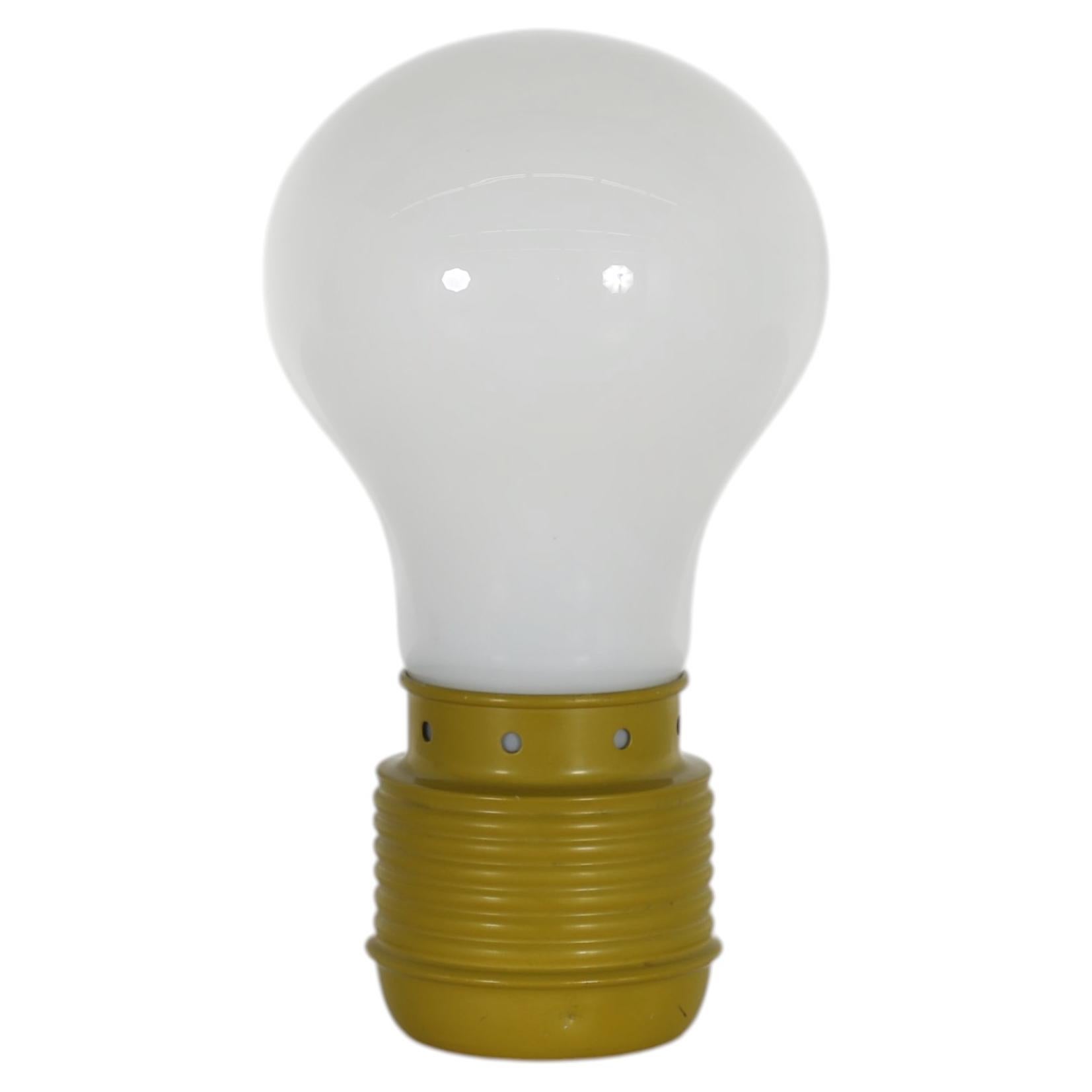 Ingo Maurer Inspired Oversized Light Bulb Table Lamp, Chartreuse Base For Sale
