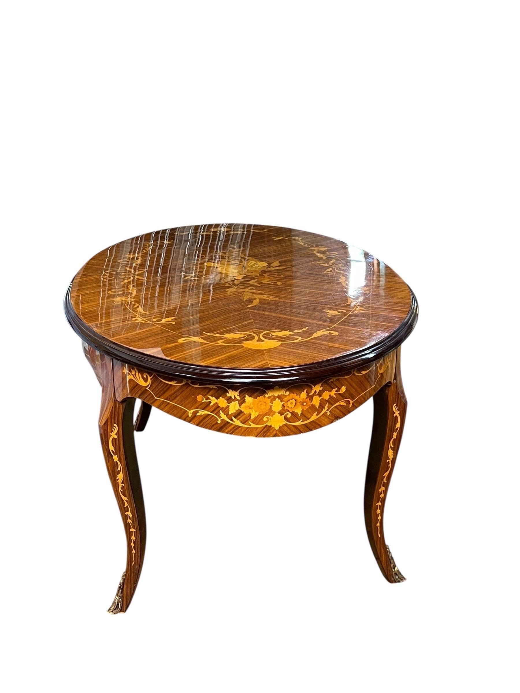Mid-20th Century Mid Century Inlaid Italian Oval Coffee Table For Sale