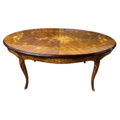 Mid Century Inlaid Italian Oval Coffee Table