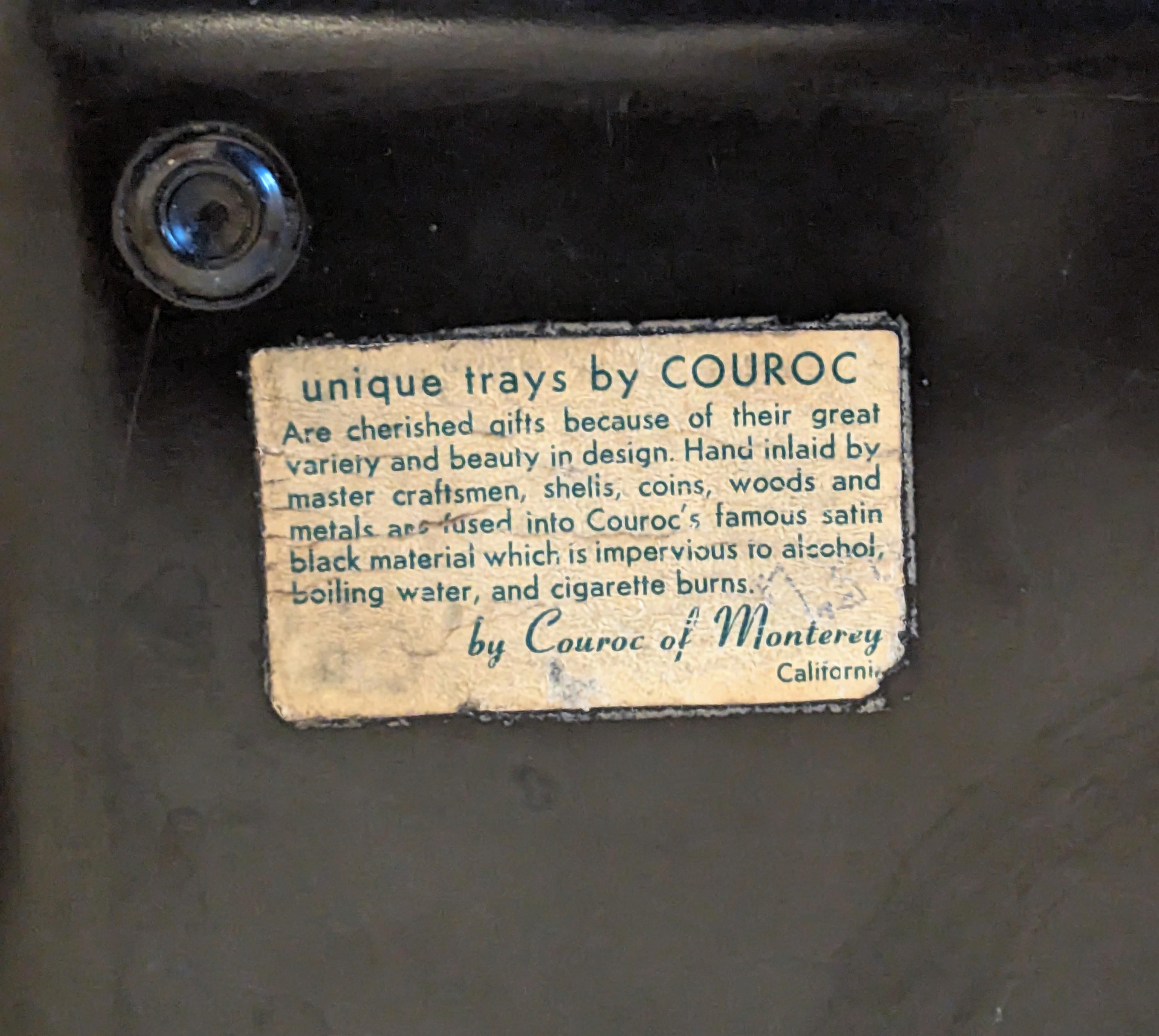 Muschel- und Perlmutttablett mit Intarsien aus der Mitte des Jahrhunderts, Couroc (Mitte des 20. Jahrhunderts) im Angebot