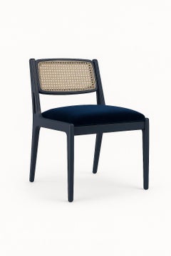 Mid-Century Inspired Boucle Dining Chair with Natural Woven Cane Back