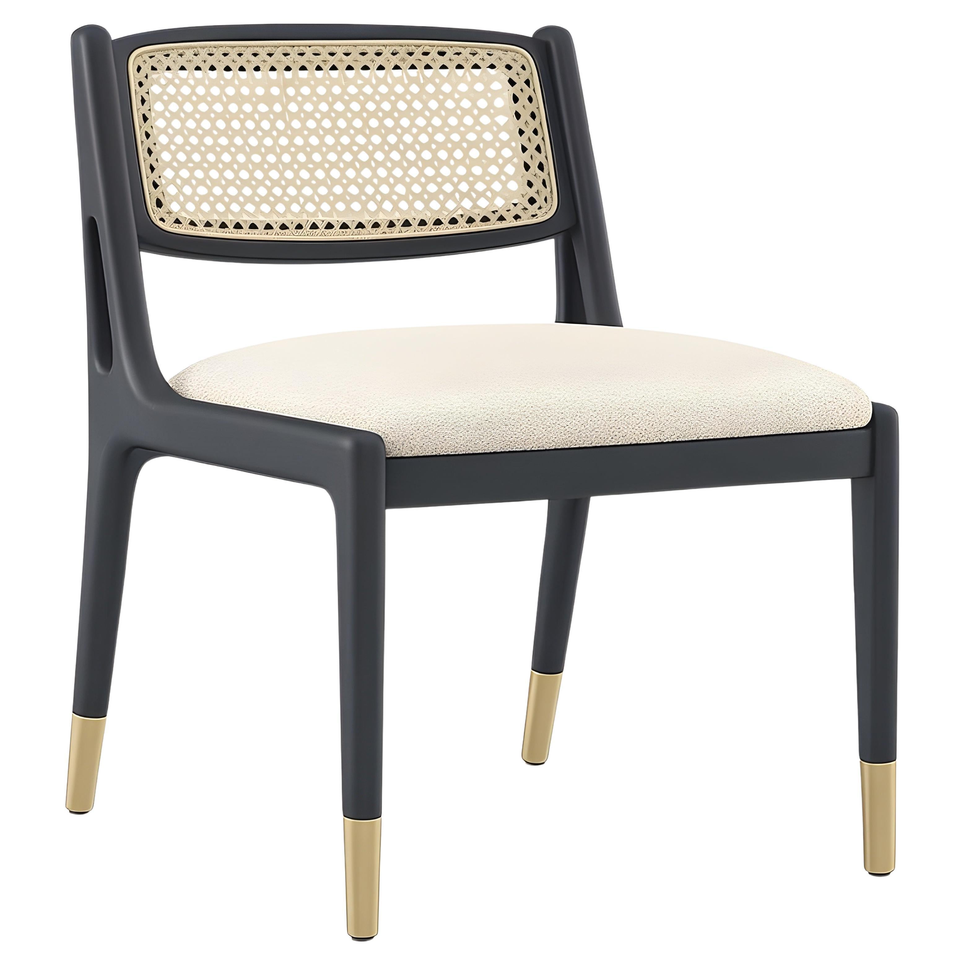 Chaise de salle à manger Boucle d
inspiration du milieu du siècle avec dossier en rotin tressé Nature