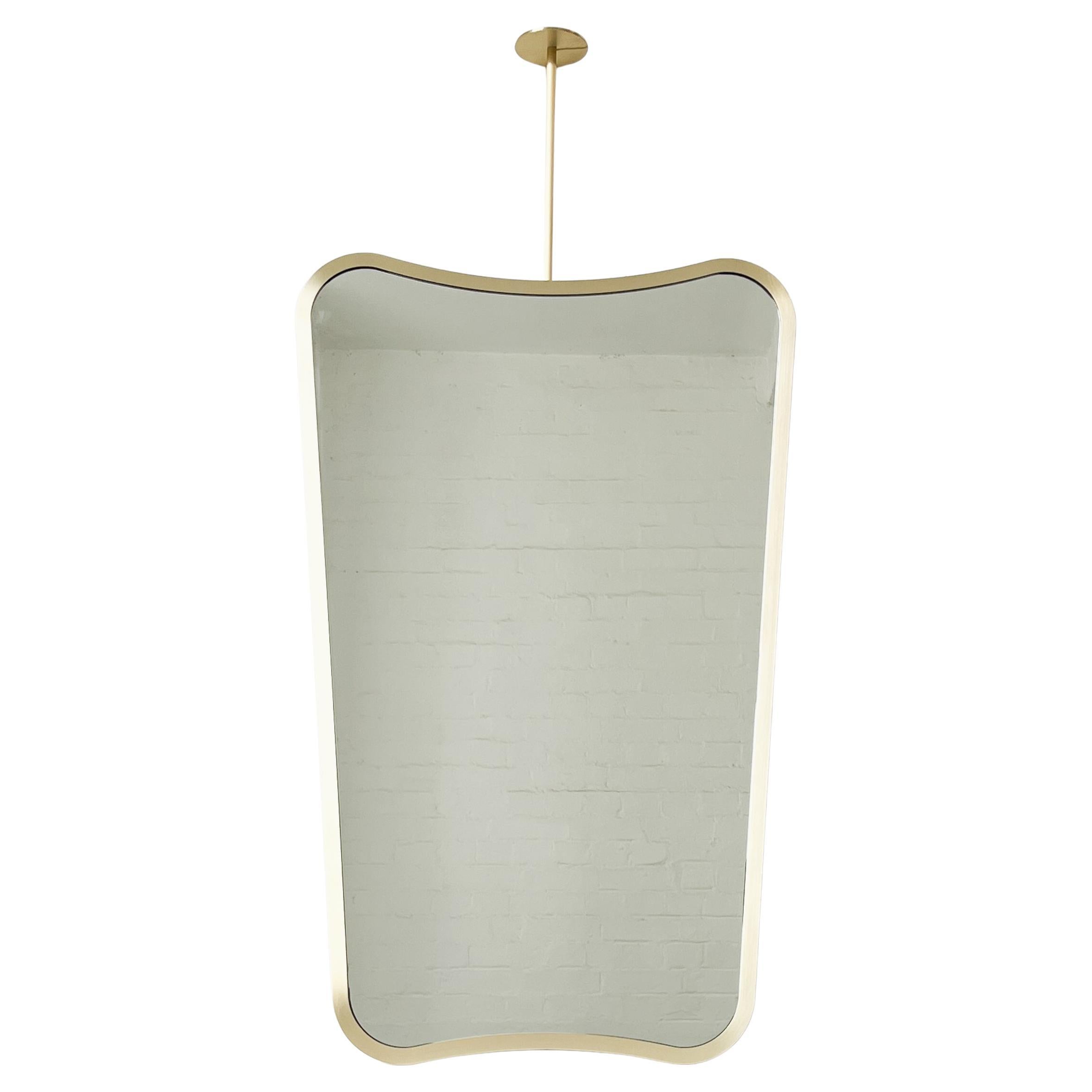Deckenspiegel, Mid-Century inspiriert, Deckenspiegel, Messing, voller Rahmen, Vintage zwei