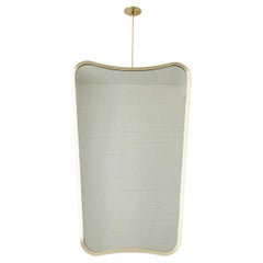 Miroir suspendu d'inspiration du milieu du siècle dernier, cadre complet en laiton, deux vintage