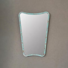 Mid Century Inspired Decorative Mirror with Handcrafted Aged Brass Frame