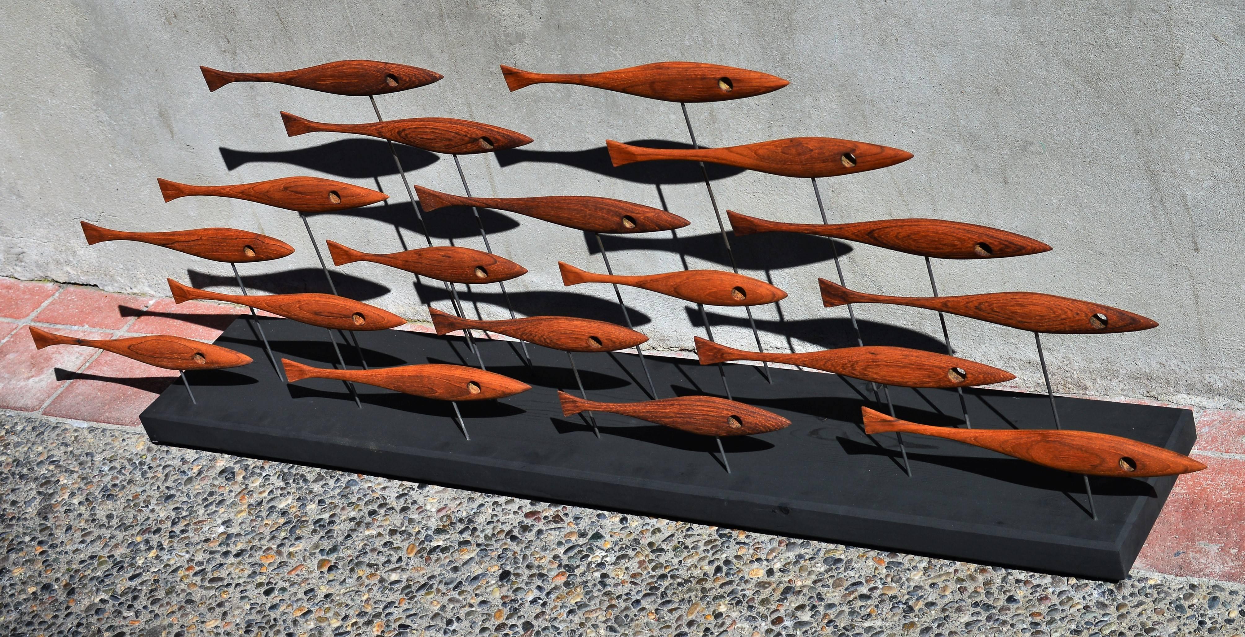 Mid-Century Inspired Fish Sculpture in Vintage Teak and Walnut by Tyler Fritz 5