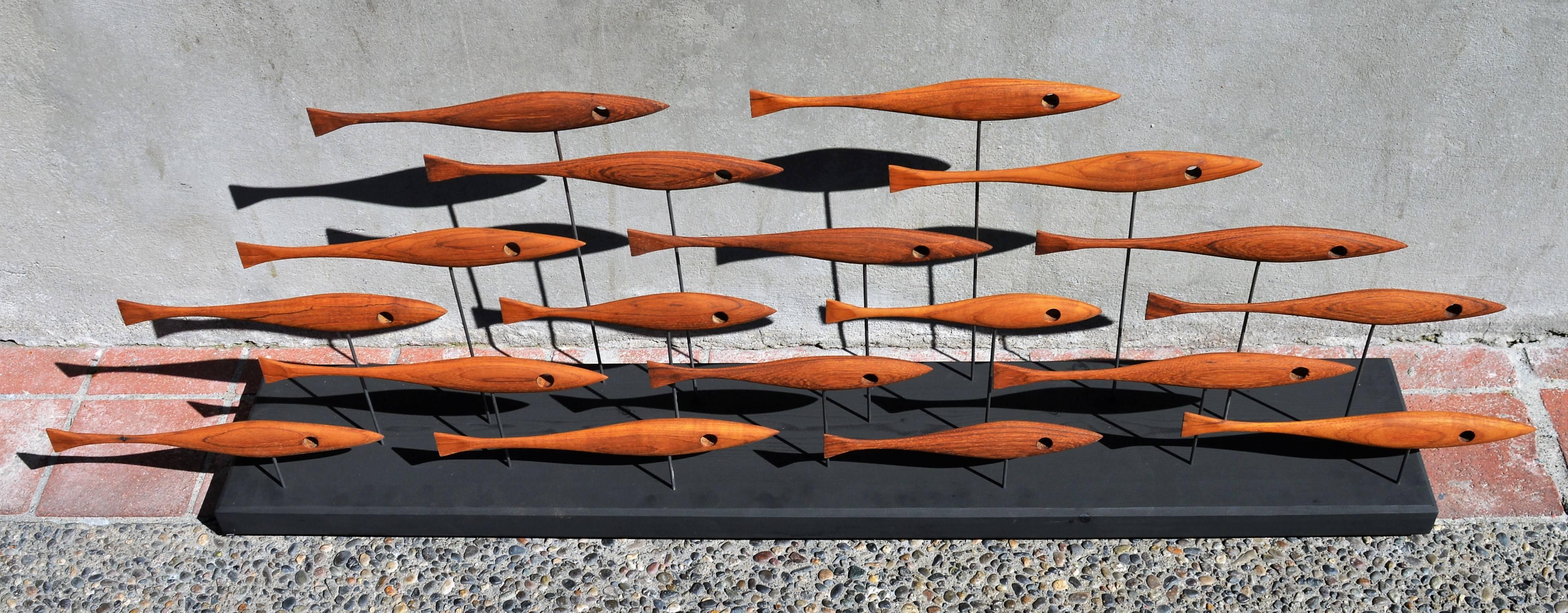 Mid-Century Inspired Fish Sculpture in Vintage Teak and Walnut by Tyler Fritz 2