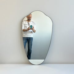 Mid-century Inspired Wall Mirror with Bronze Patina Minimalist Frame Vintage N.9