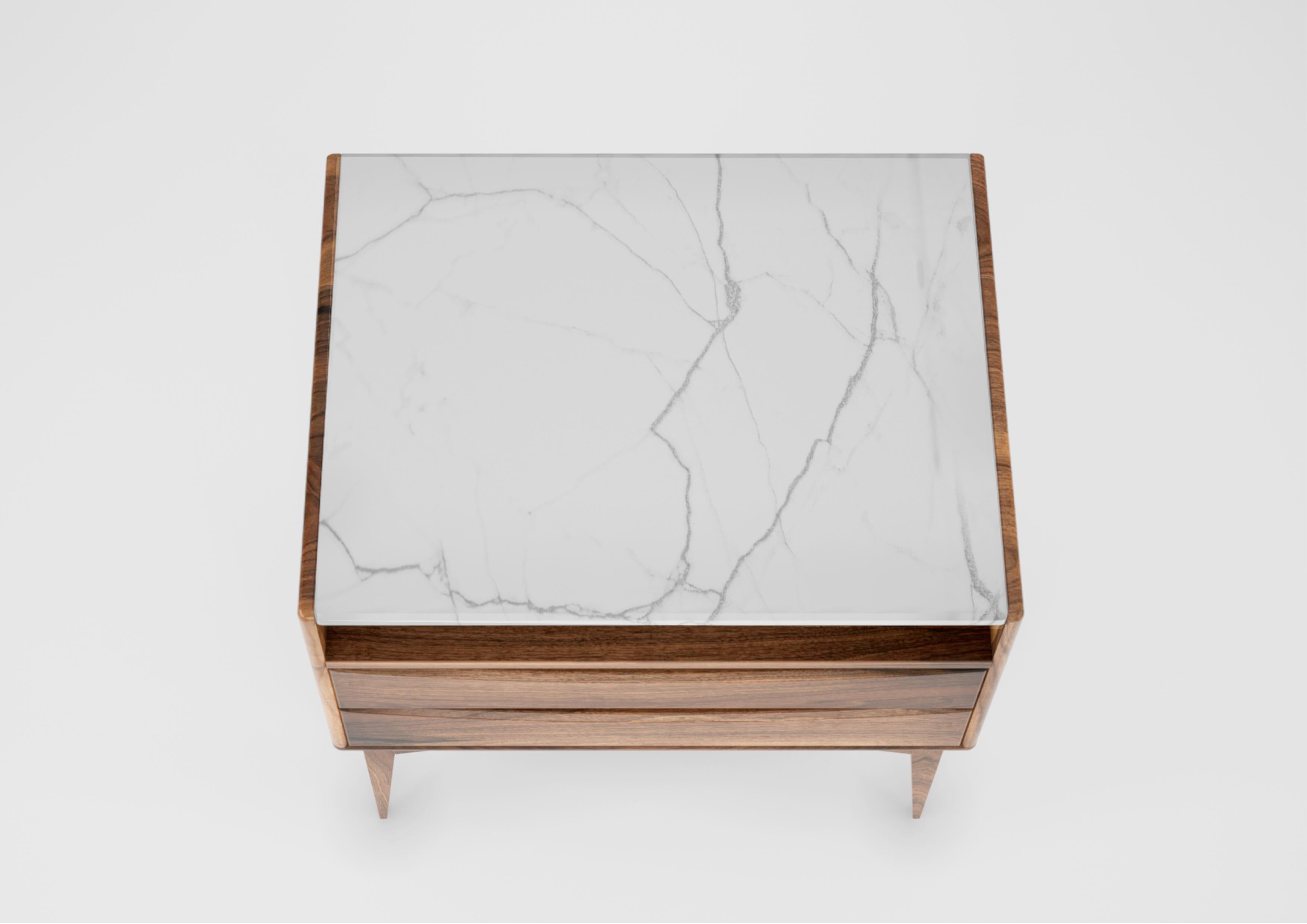 Mid-Century Modern Mid-Century Inspired Walnut Nightstand – Modern Walnut Nightstand For Sale