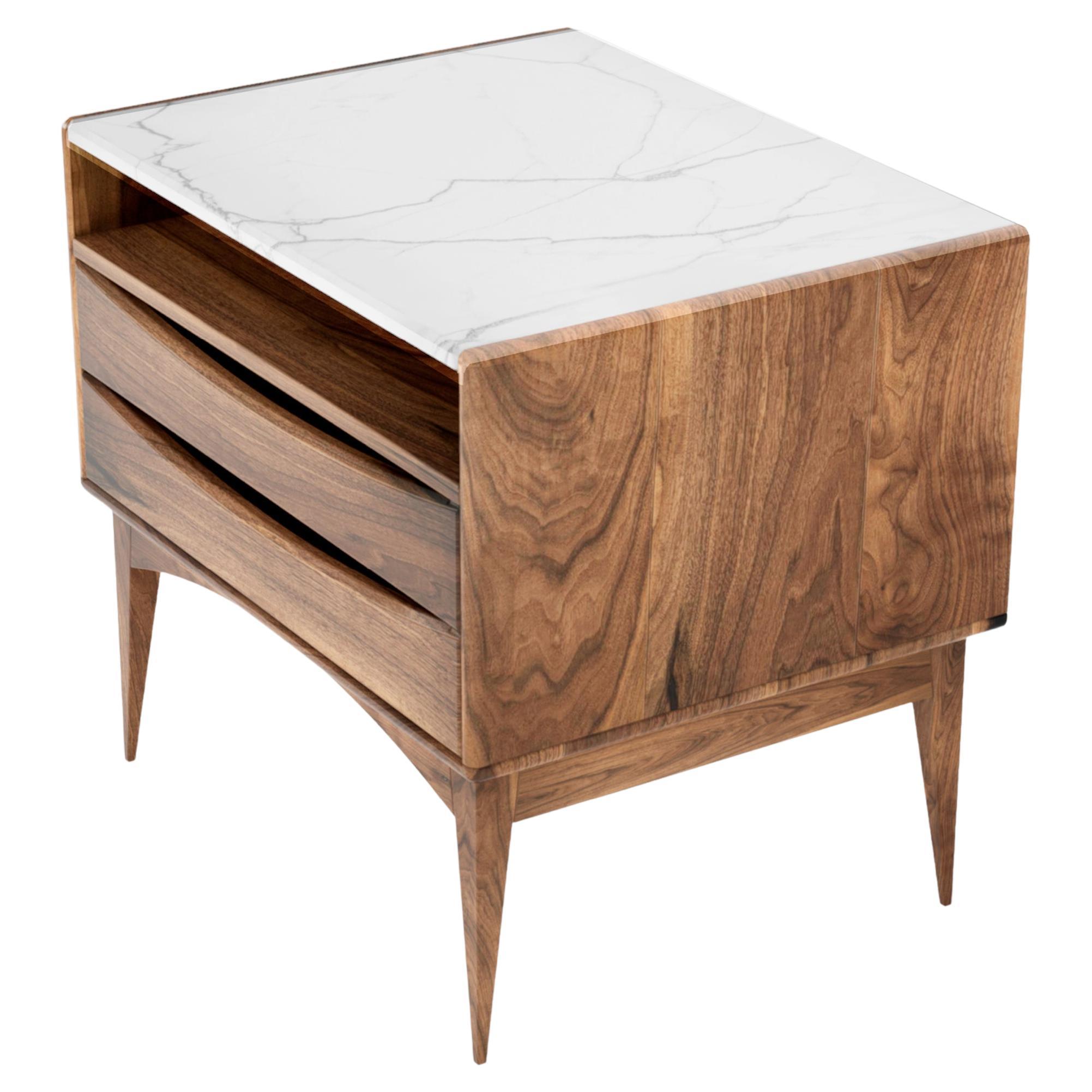 Mid-Century Inspired Walnut Nightstand – Modern Walnut Nightstand