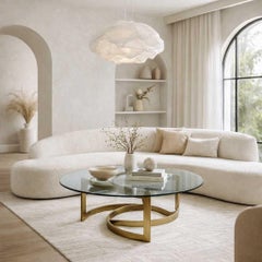 Mid Century Interlocking Brass and Glass Coffee Table, c. 1970s