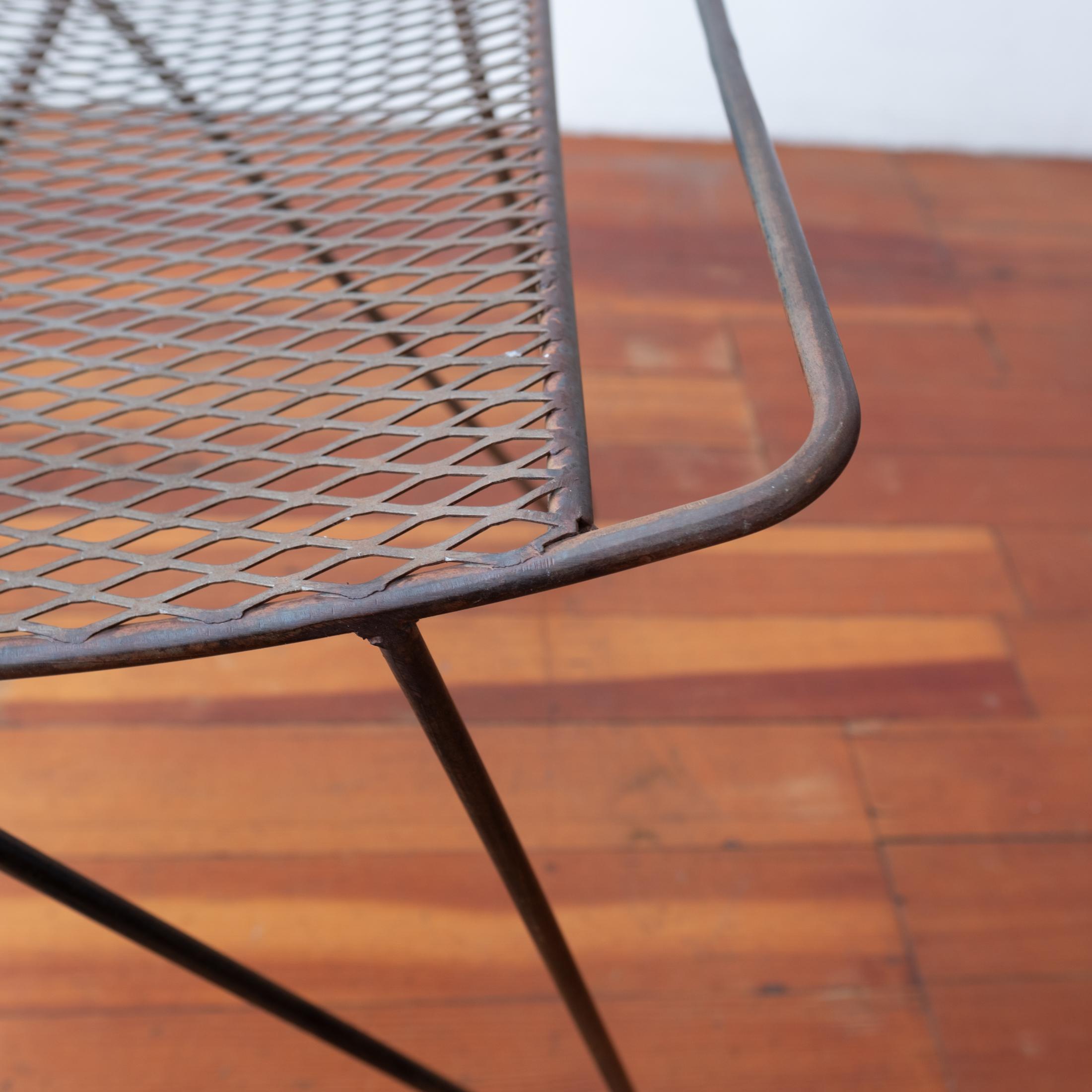 Mid Century Iron and Expanded Metal Stool For Sale 3