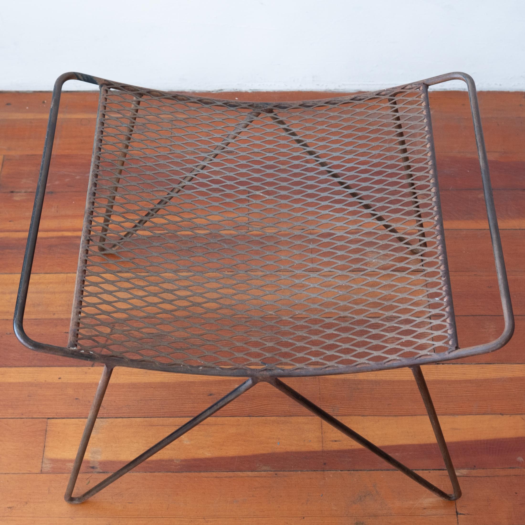 Mid-20th Century Mid Century Iron and Expanded Metal Stool For Sale