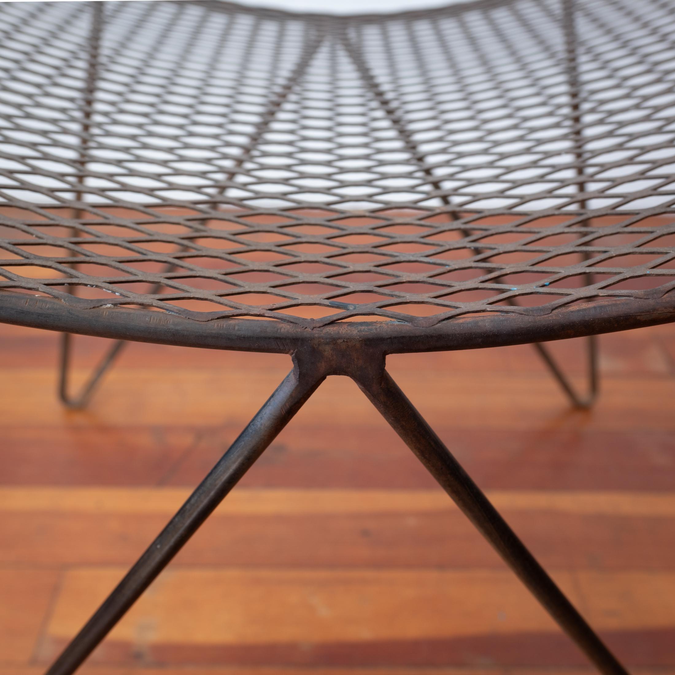 Mid Century Iron and Expanded Metal Stool For Sale 2