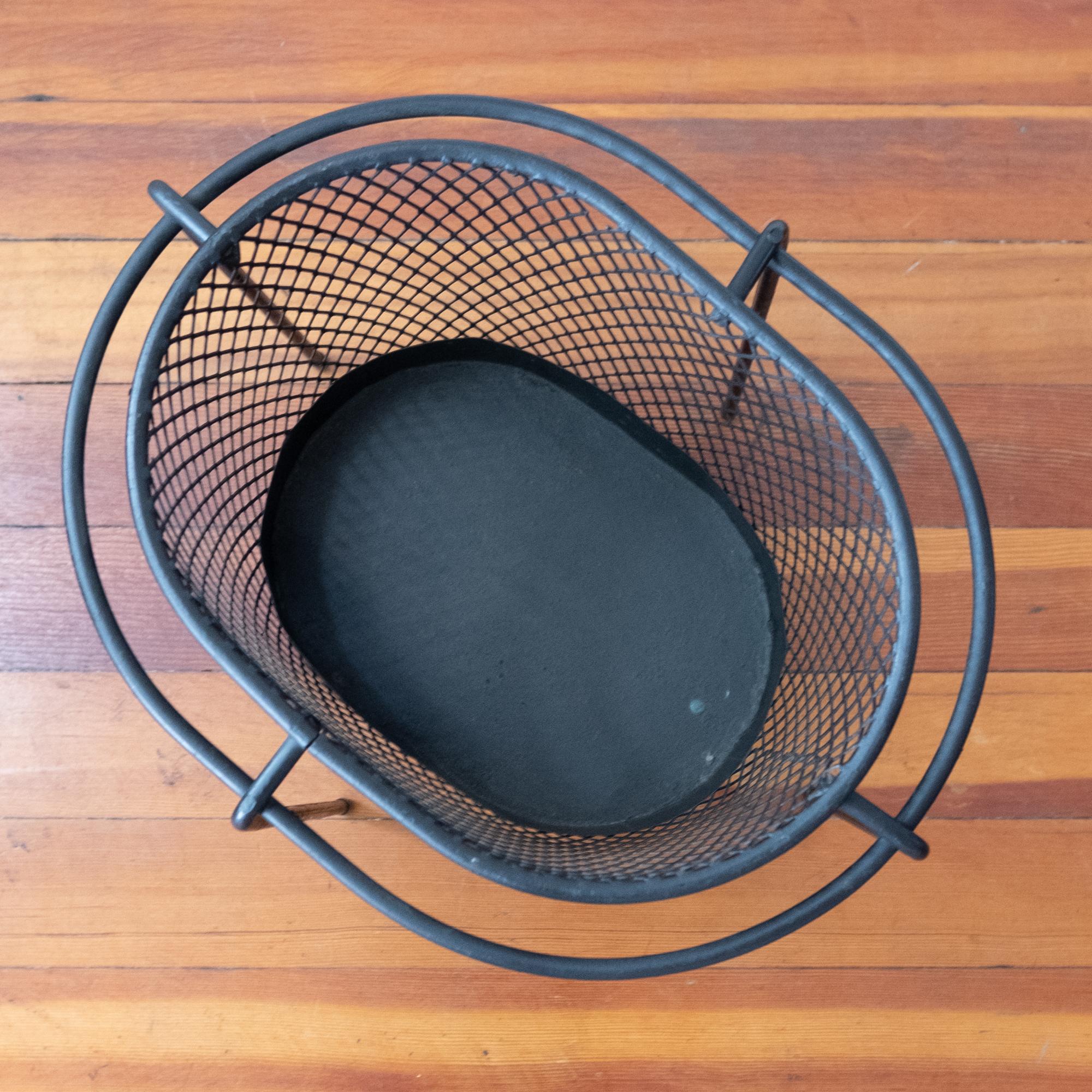American Midcentury Iron and Expanded Metal Waste Basket