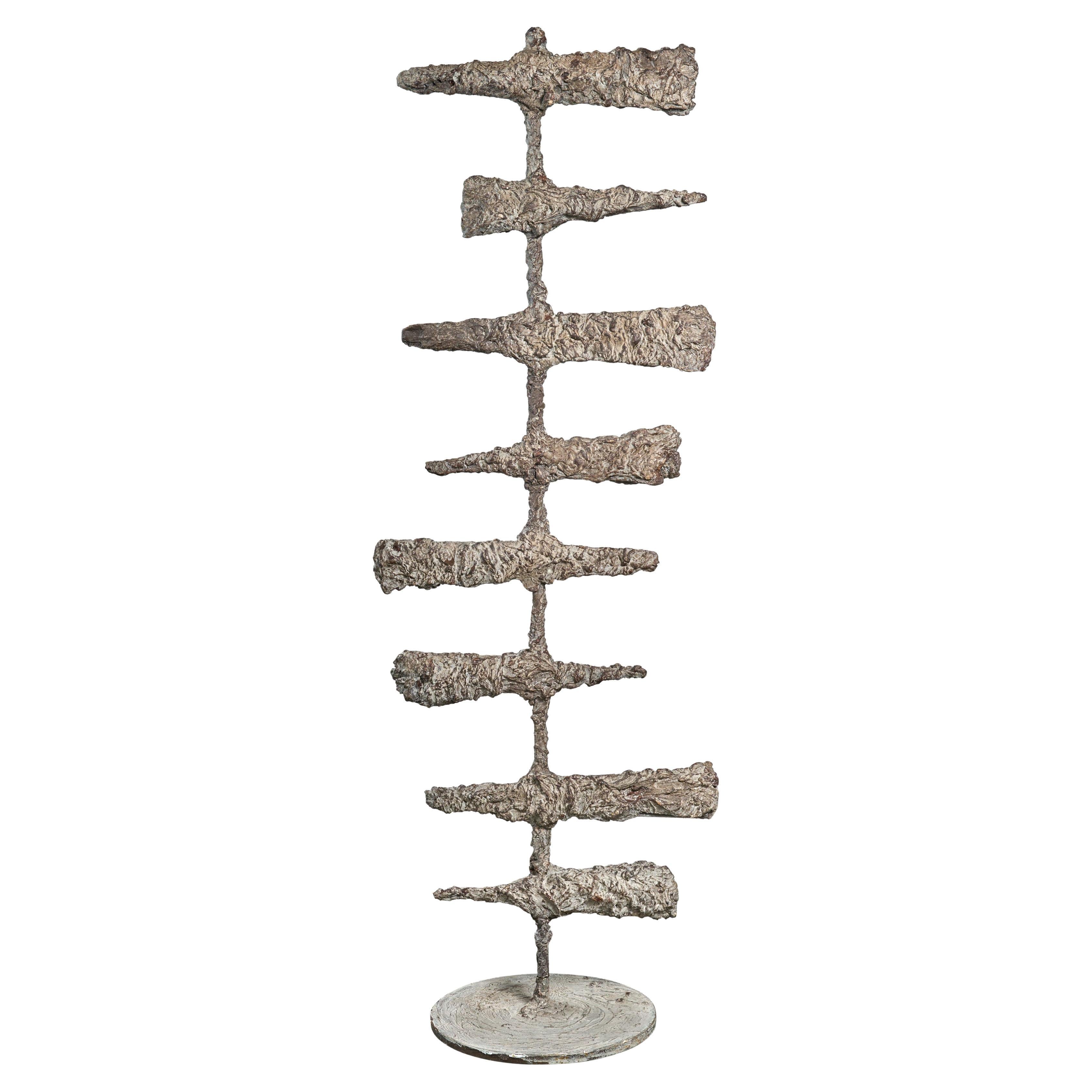 Mid Century Iron and Gesso Brutalist Sculpture For Sale