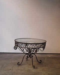 Mid-Century Iron and Glass Coffee Table