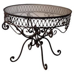 Mid-Century Iron and Glass Coffee Table