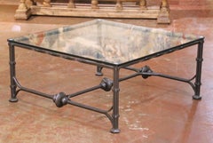 Mid-Century Iron and Glass Coffee Table in the Manner of Diego Giacometti