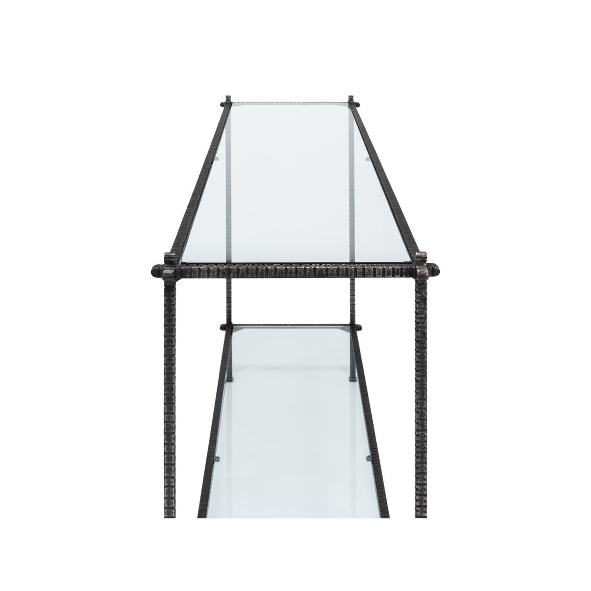 Mid-Century Iron and Glass Console Table For Sale 4
