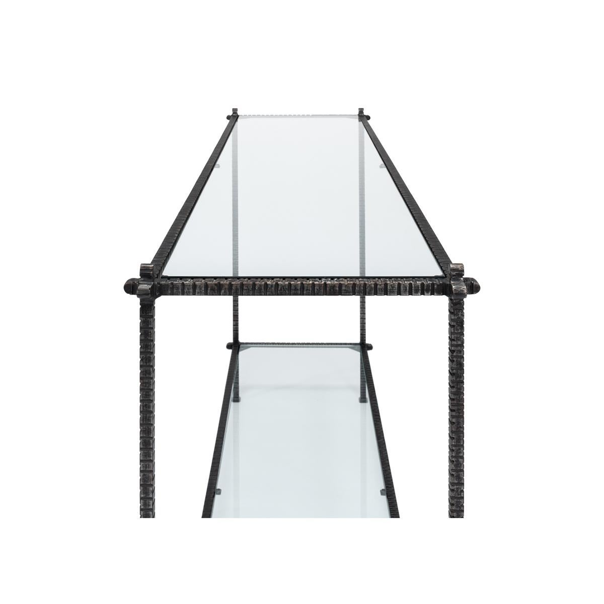 Mid-Century Iron and Glass Console Table For Sale 1