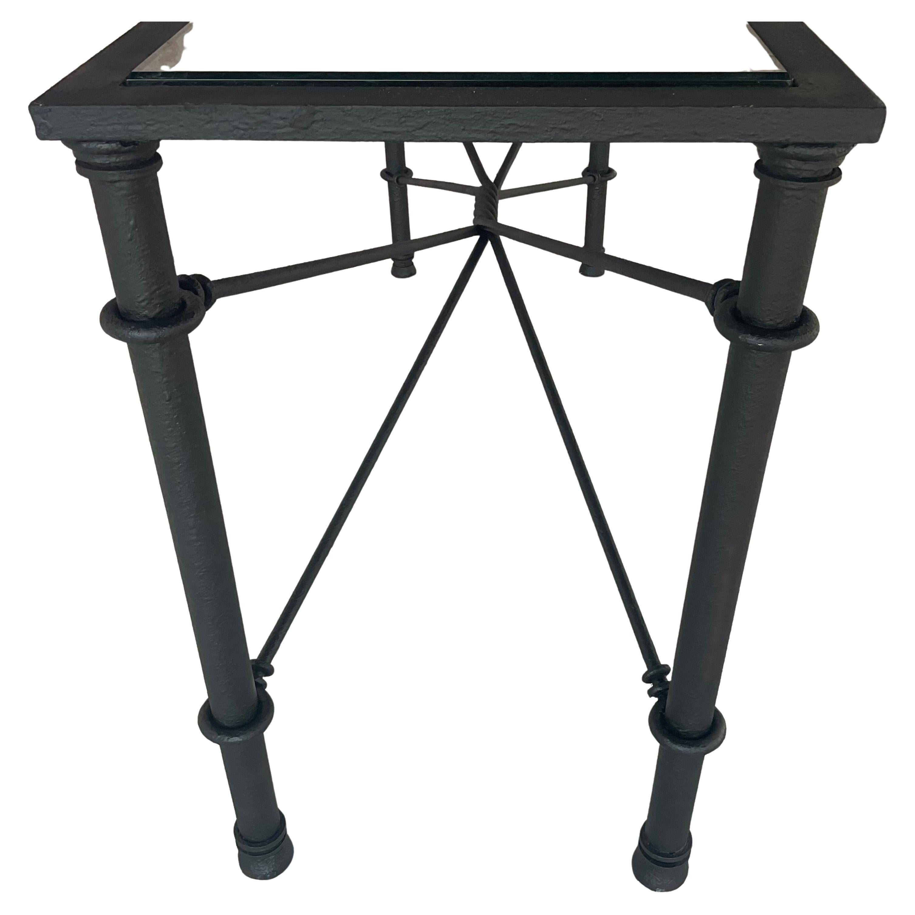 Mid Century Iron and Glass Console Table For Sale 3