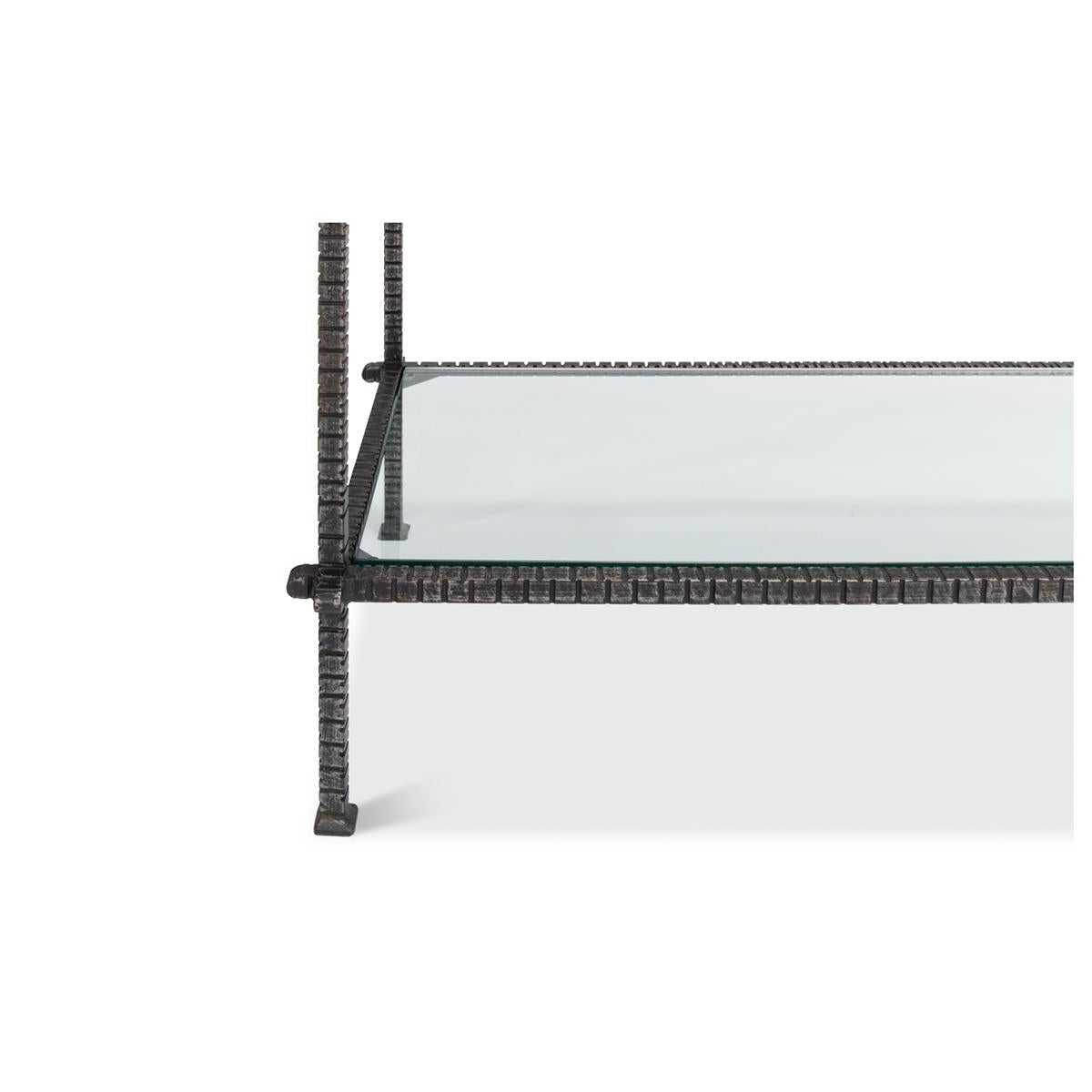 Mid-Century Iron and Glass Console Table For Sale 3